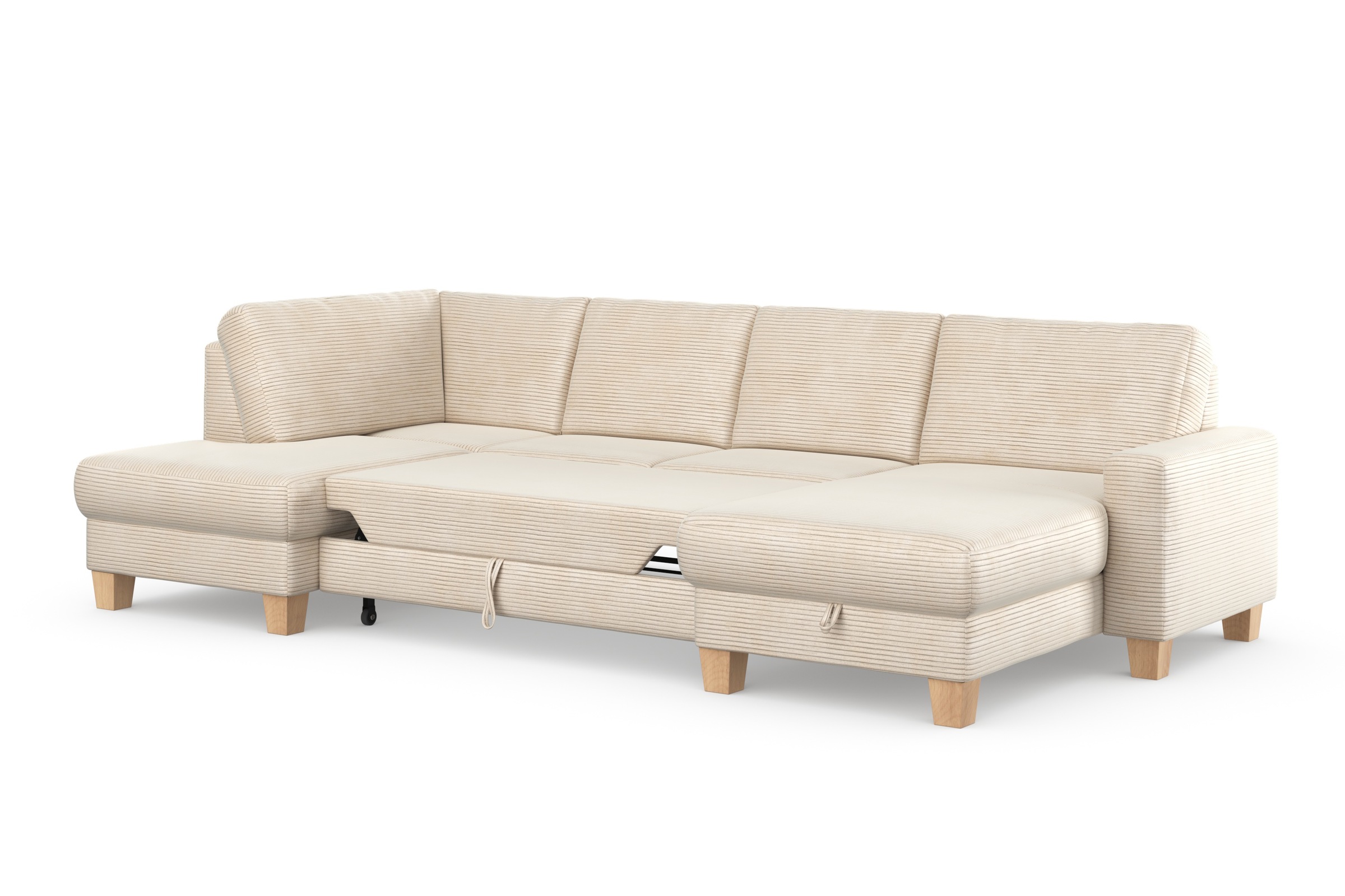 Home affaire Wohnlandschaft »Summer U-Form«, mit oder ohne Bettfunktion und Bettkasten, Cord-Bezug