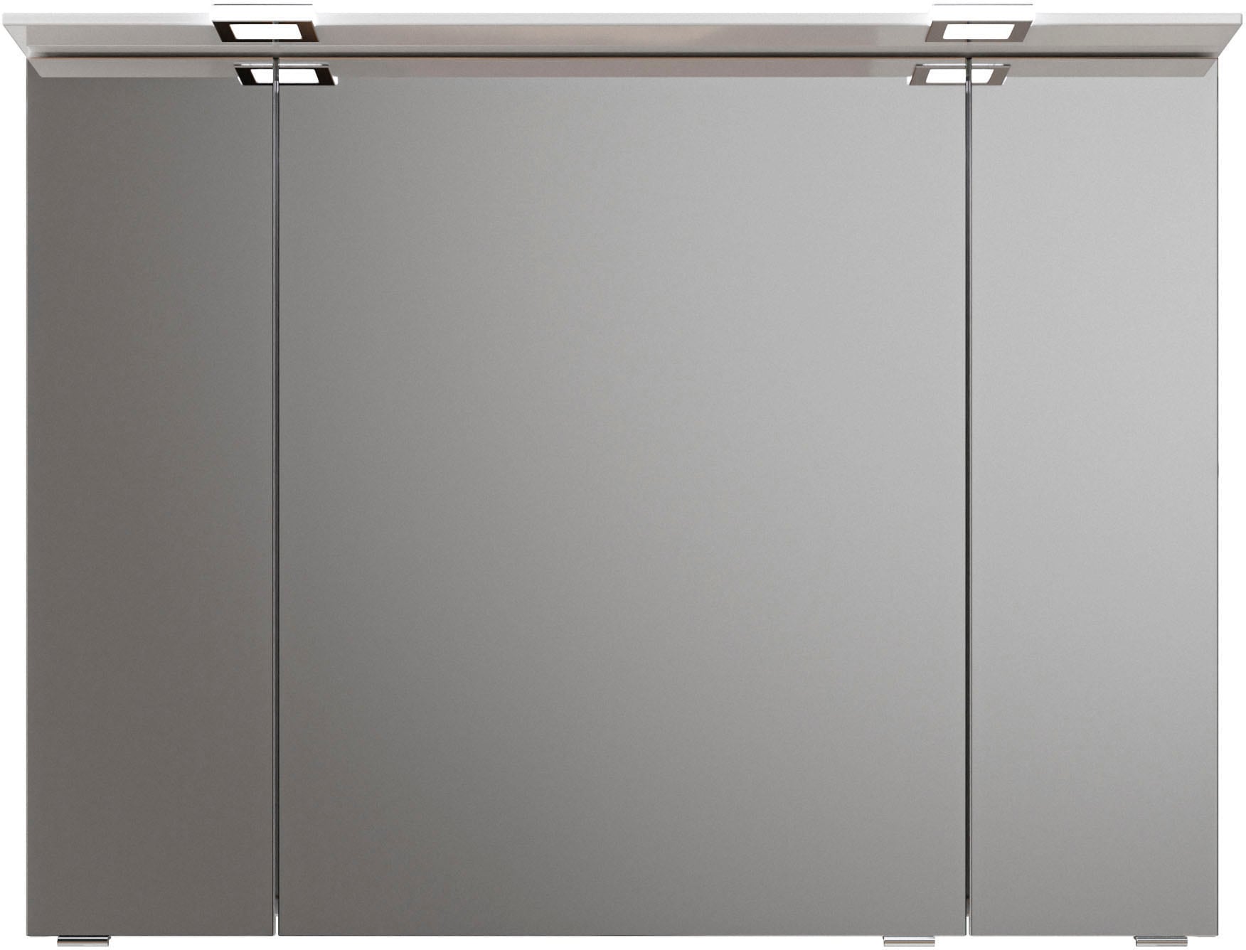 Saphir Badmöbel-Set »Serie 6025 2-teilig Mineralmarmor-Waschtisch mit LED-Spiegelschrank«, (2 St.), Waschplatz 97 cm breit, 2 Schubladen, 3 Spiegel-Türen, inkl Türdämpfer