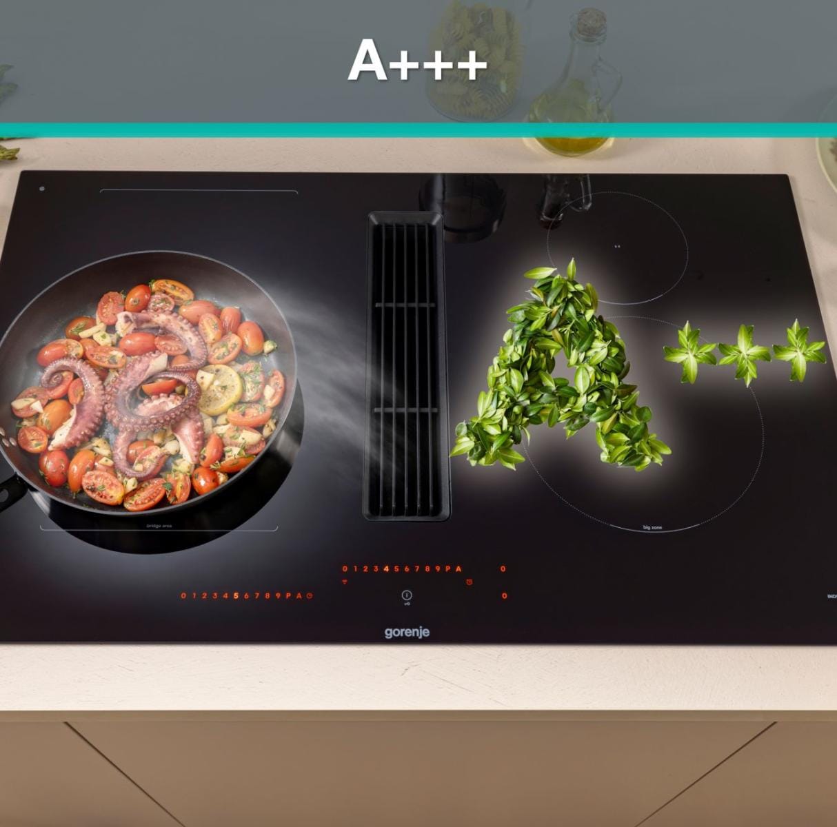 GORENJE Kochfeld mit Dunstabzug »GEH8433BSRWF« InfiniteMatt - kratzresistente, matte Kochfeldoberfläche