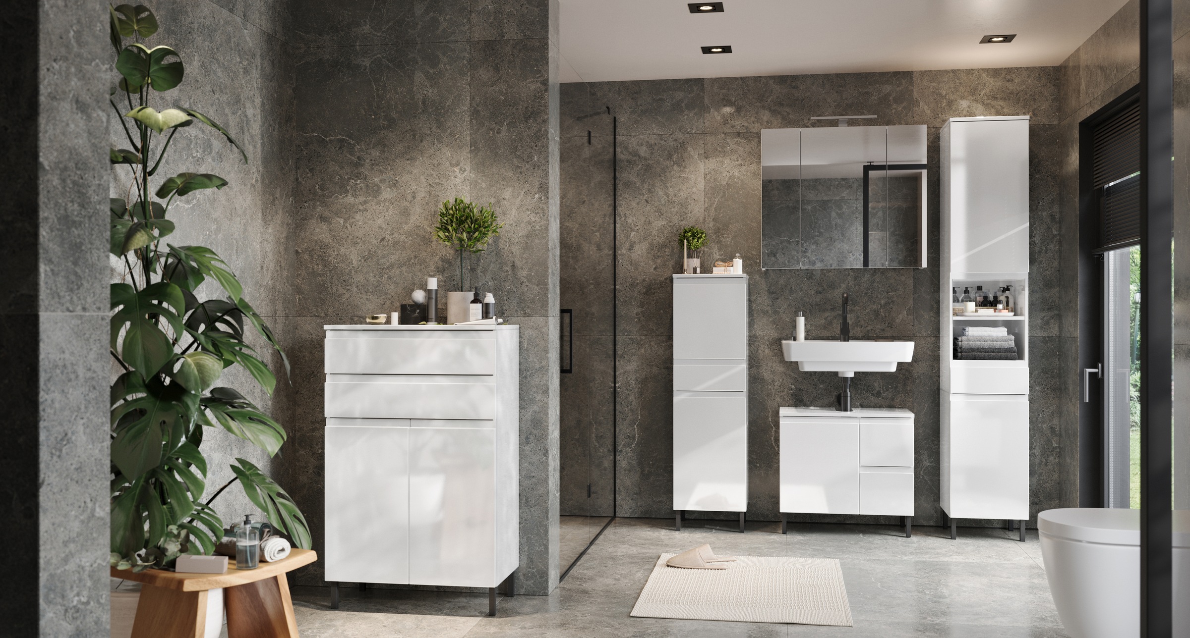 GERMANIA Badmöbel-Set »Scantic«, (5 St.), bestehend aus Kommode, Schrank, H günstig online kaufen