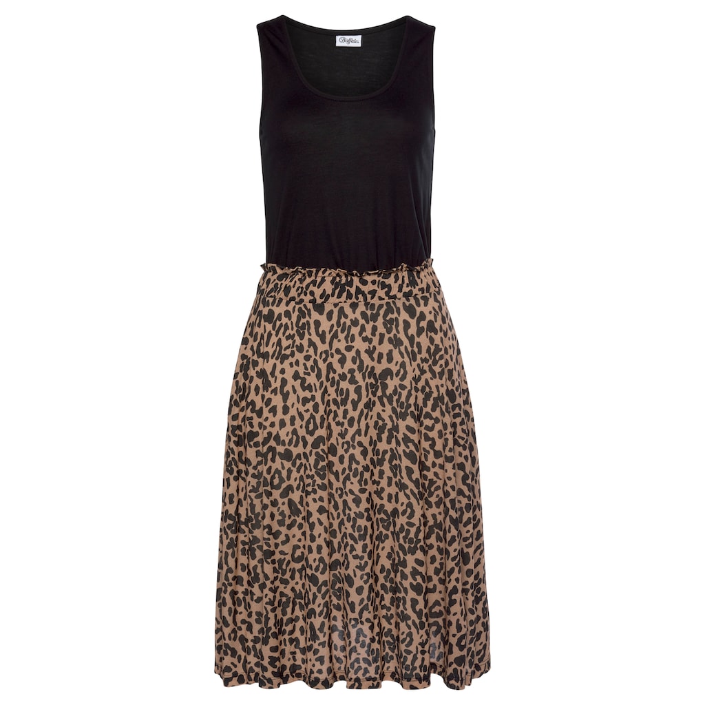 Buffalo Jerseykleid, mit Paperbag-Bund und Animalprint, Leokleid, Sommerkleid