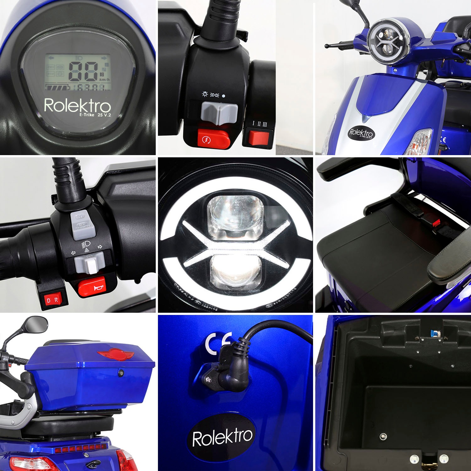 Rolektro Elektromobil »E-Trike 25 V.2, Blei-Gel-Akku«, (mit Topcase)