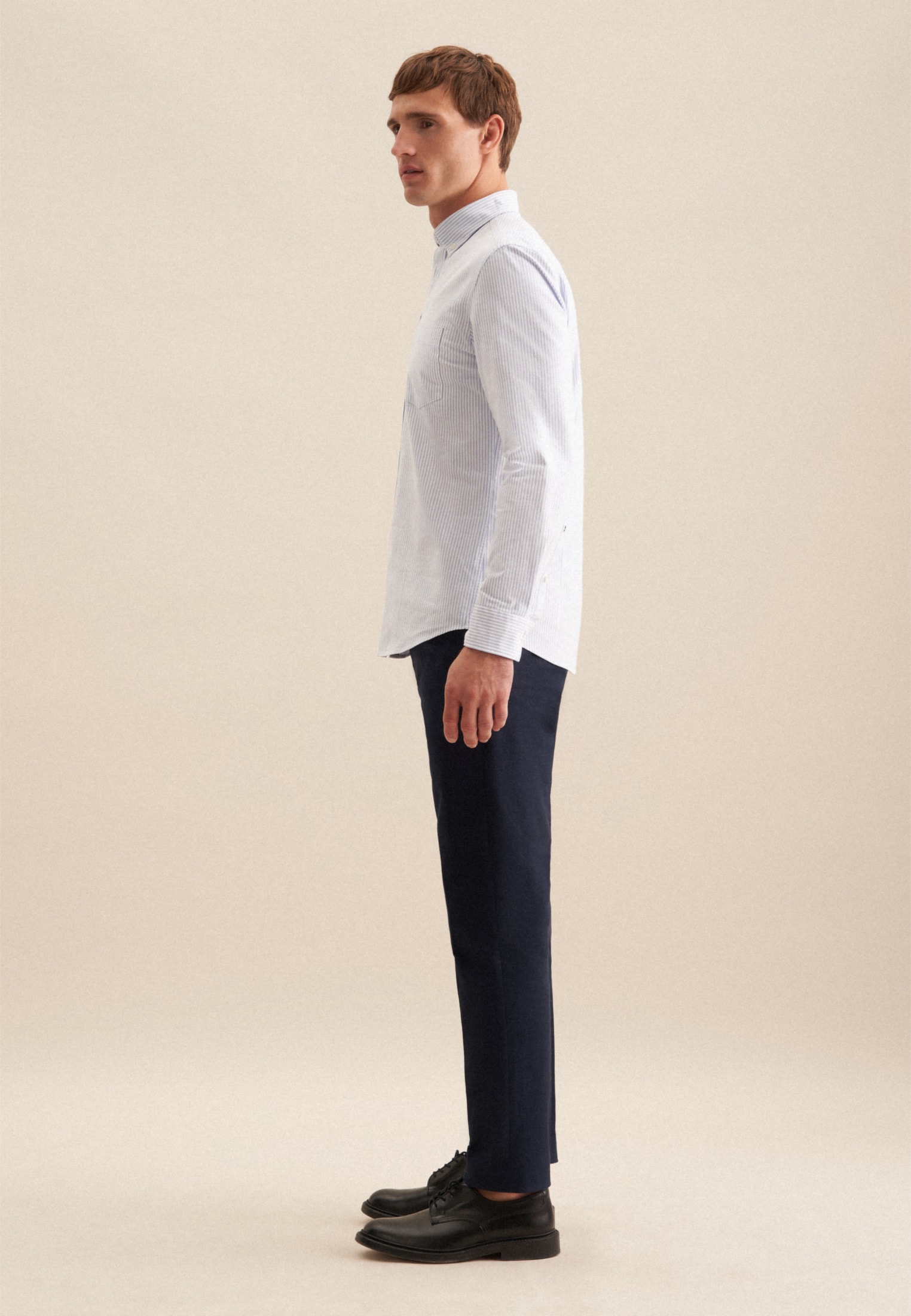 seidensticker Businesshemd Slim 1/1 Button-Down-Kragen Gestreift