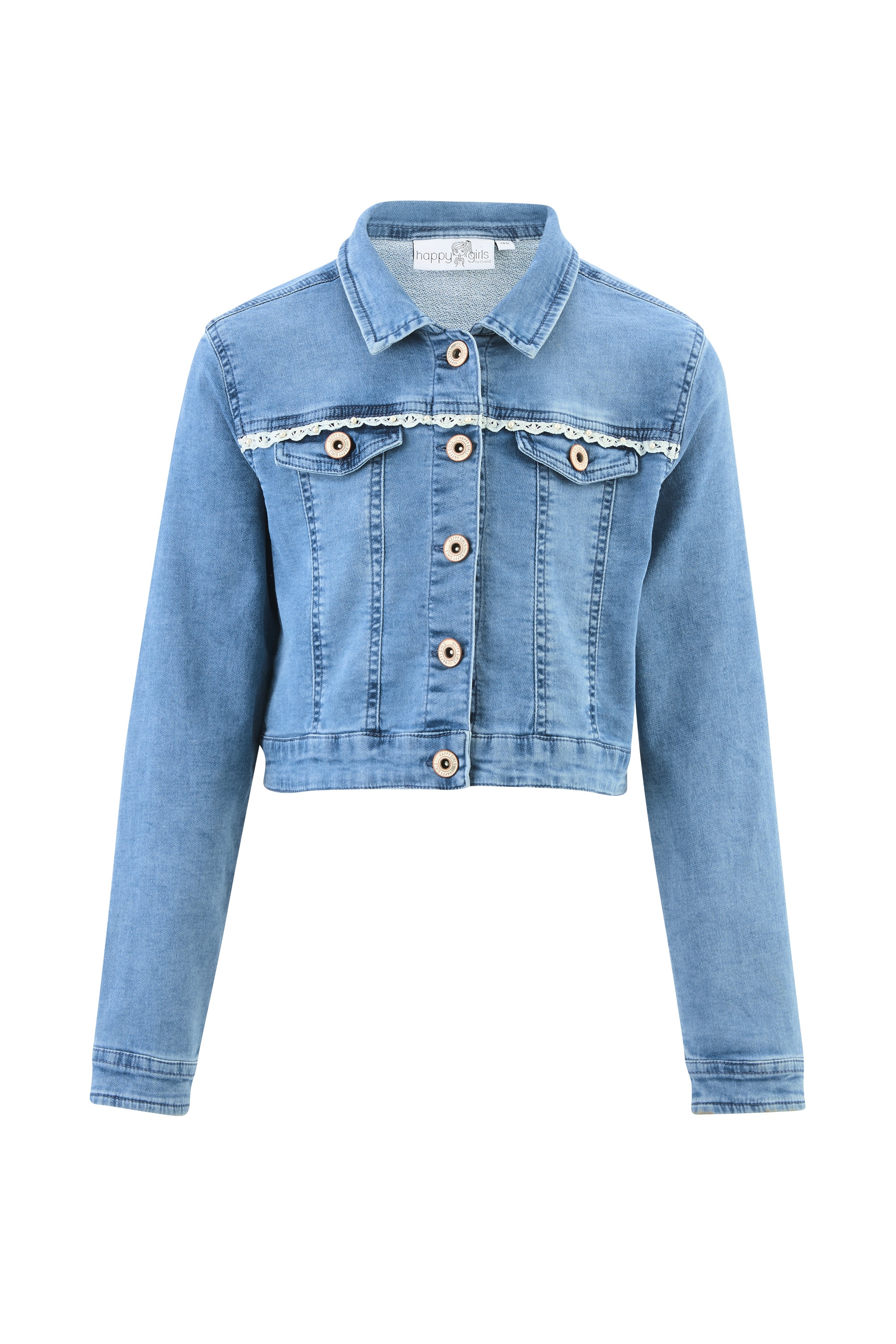 happy girls Jeansjacke ohne Kapuze mit tollem Spitzendetail