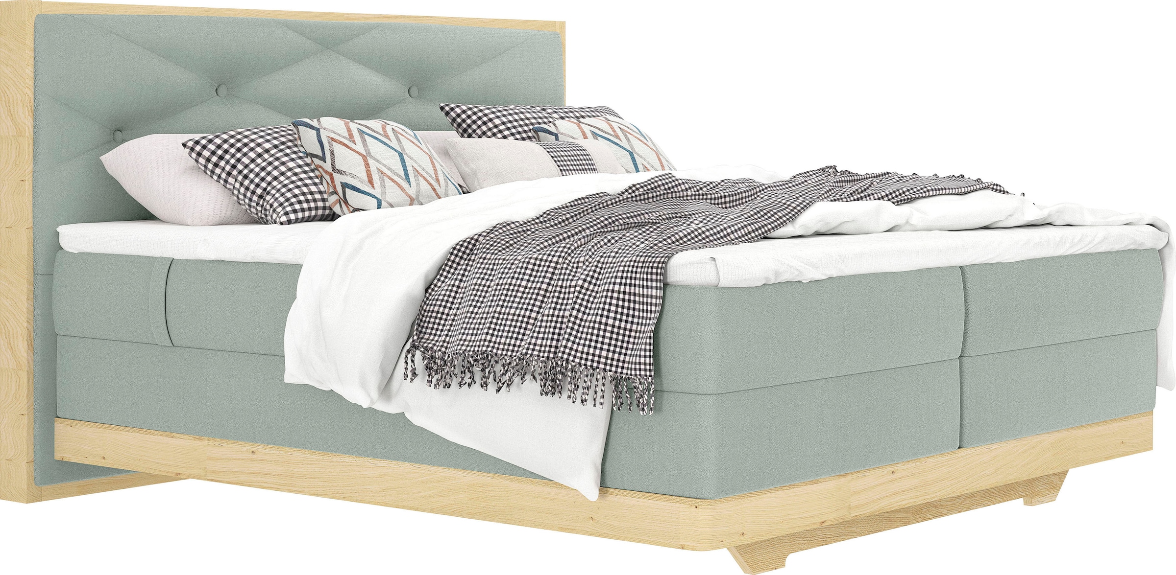 3. Bild von Home affaire Boxspringbett »Lorden«, aus massiver Eiche, mit Wendematratze und inkl. Topper