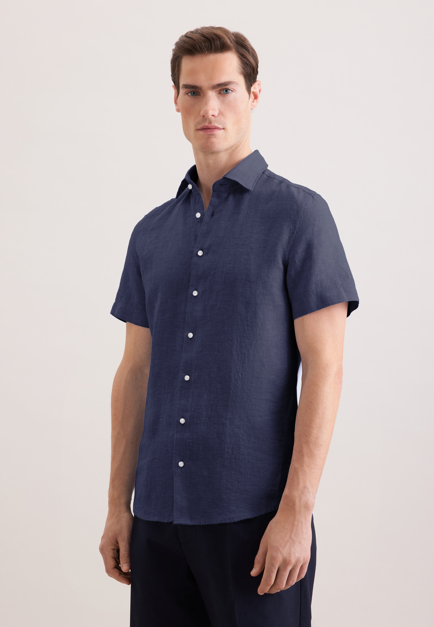 seidensticker Leinenhemd »Schwarze Rose« Slim 1/2 Kentkragen Uni