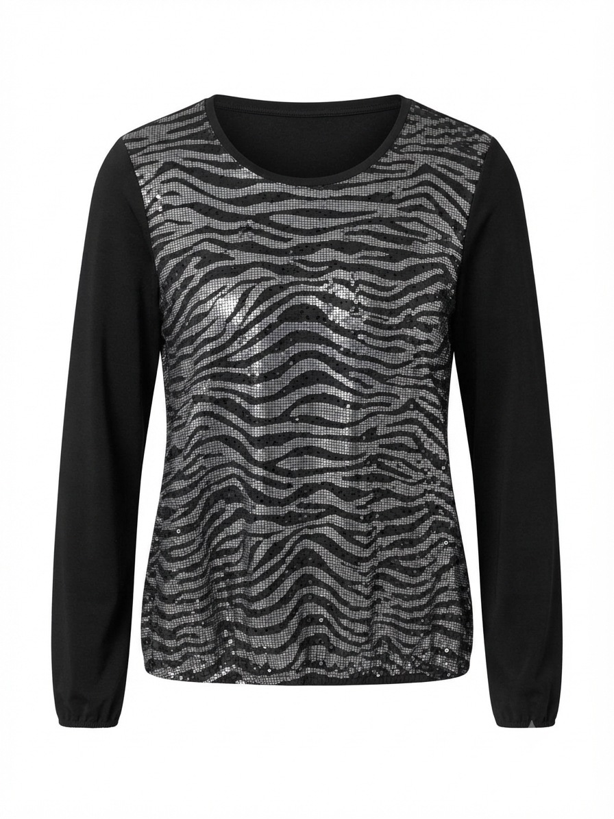 Seidel Moden Langarmshirt im Animal-Look / Pailetten / MADE IN GERMANY
