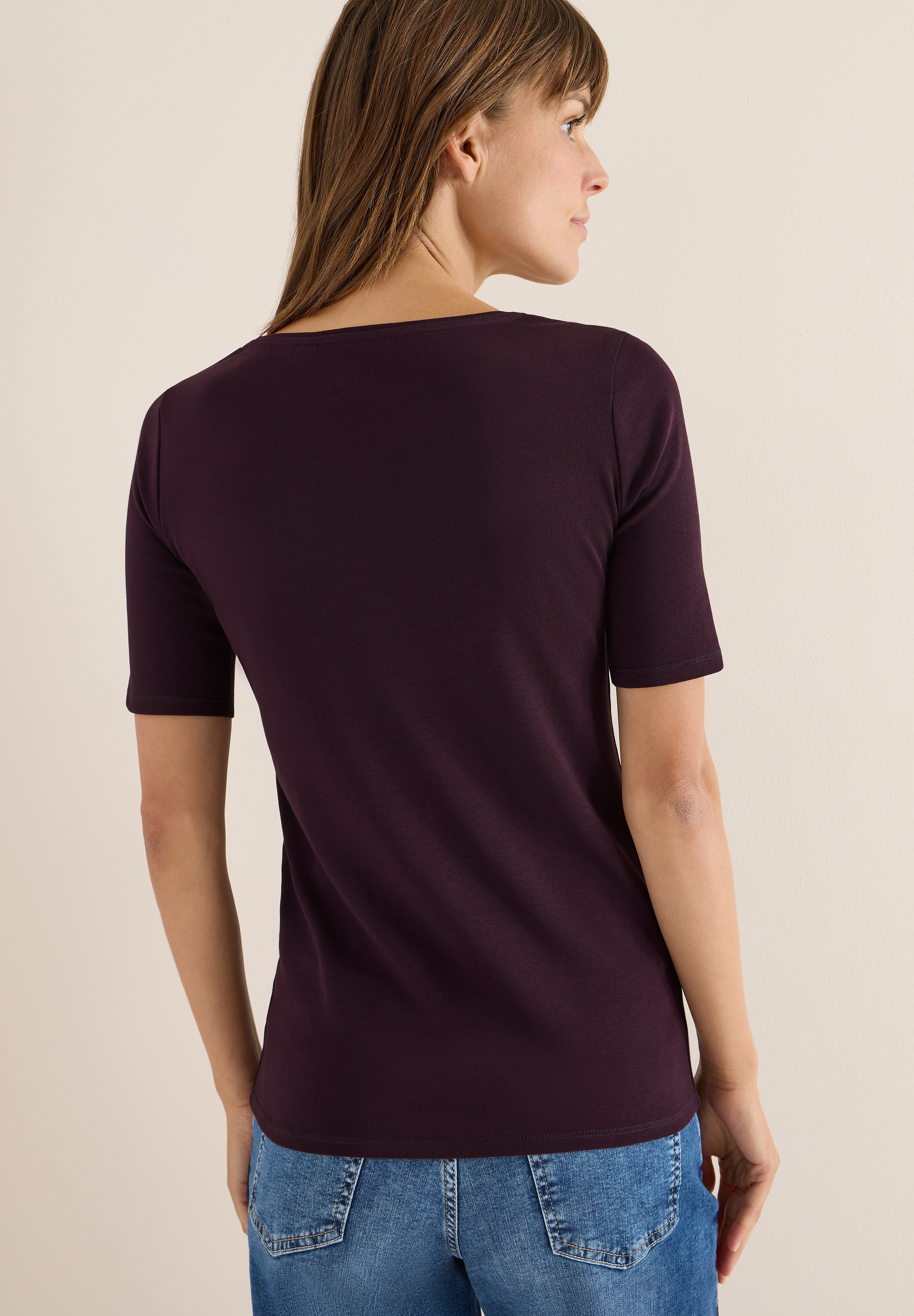 Cecil Rundhalsshirt »Style Lena« mit Halbärmeln