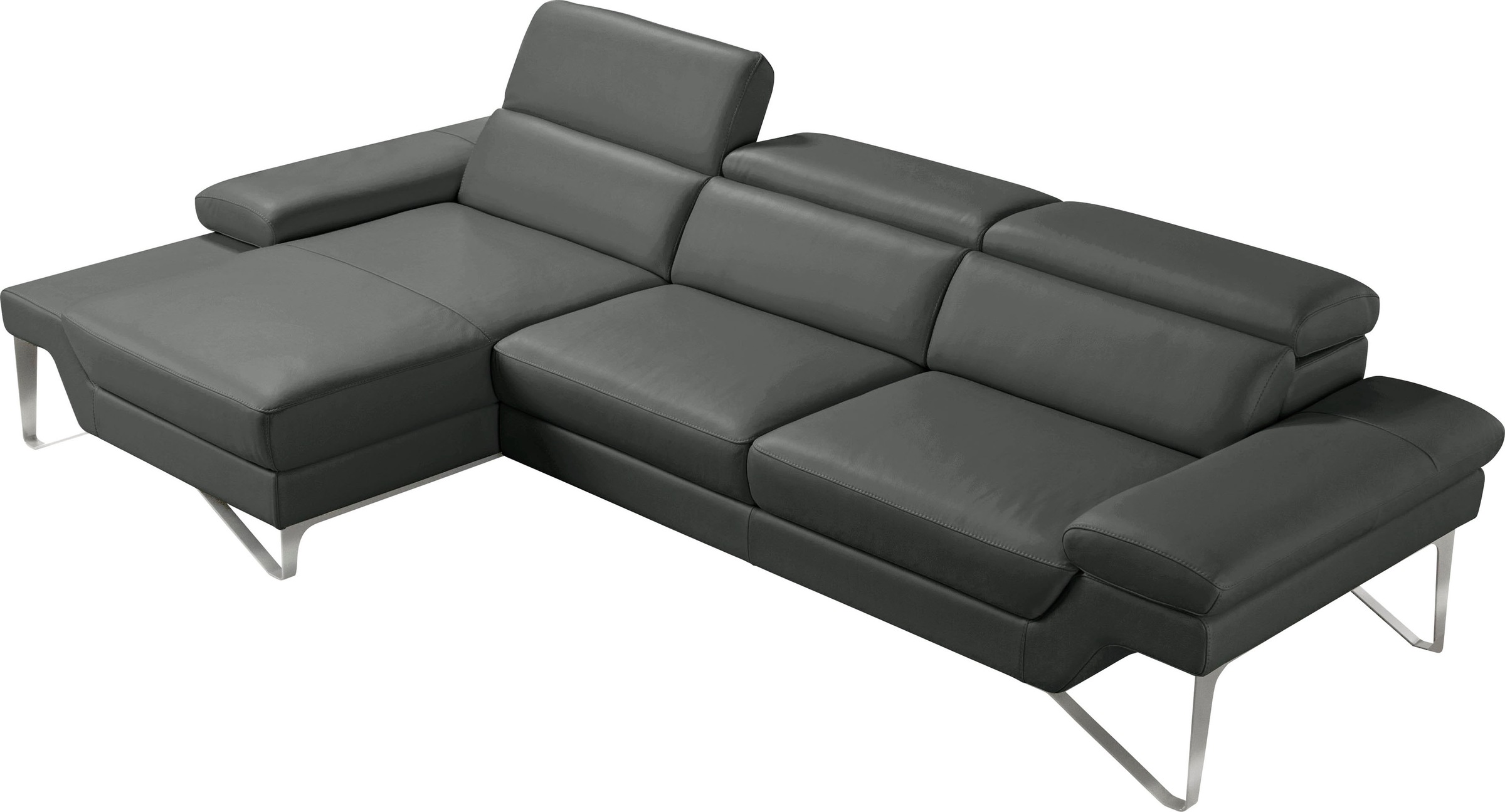 Egoitaliano Ecksofa »Princess, elegantes Designsofa mit erstklassigem Sitzkomfort, L-Form«, mit Recamiere, inkl. Kopfteilverstellung, edle Designmetallfüße