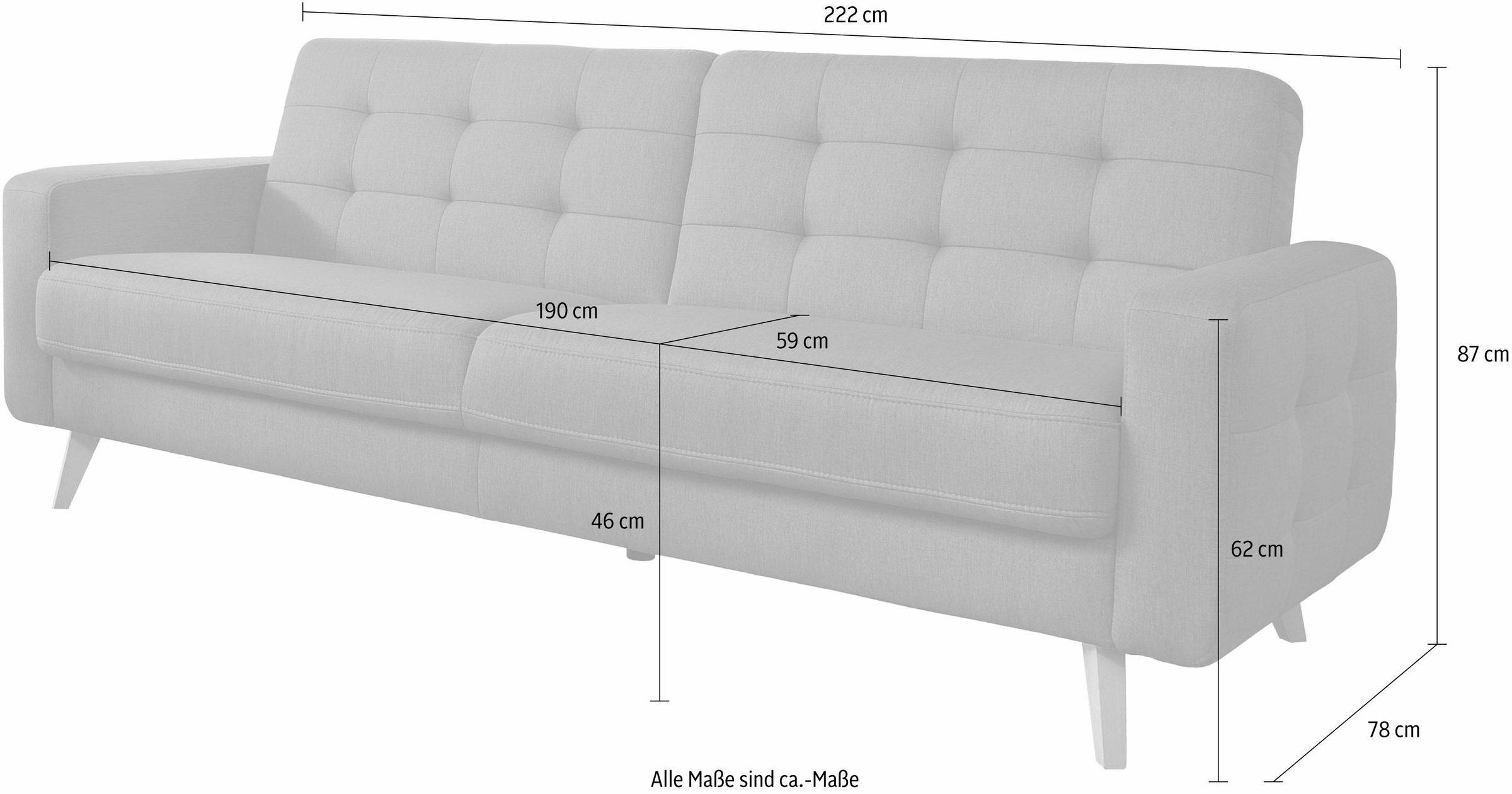 exxpo - sofa fashion 3-Sitzer »Nappa, kompakt und komfortabel, bequem, zeitloses Design, L-Form«, tolle Detailverarbeitung, mit Bettfunktion und Bettkasten