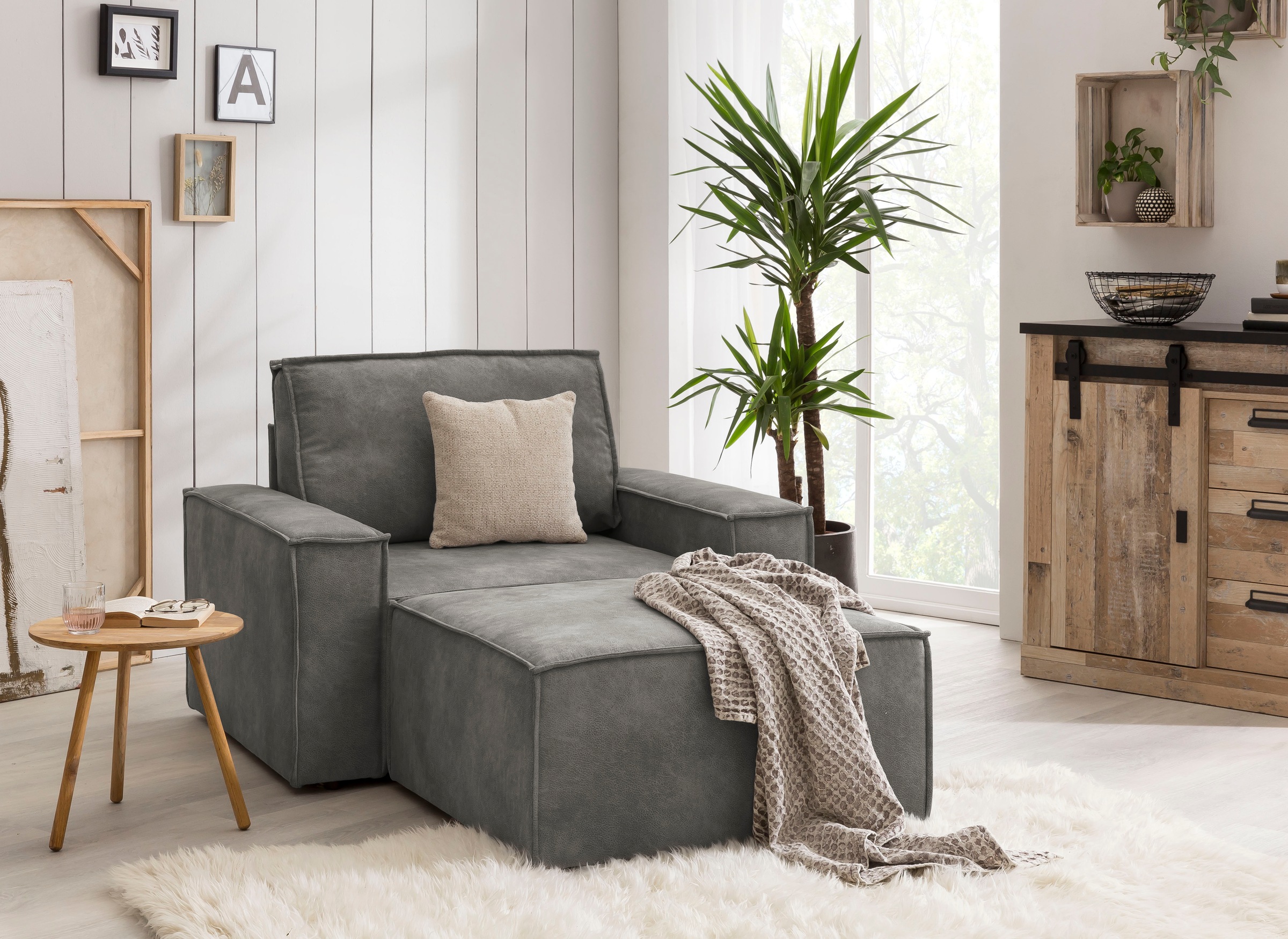 Home affaire Sessel »SHERWOOD«, Loveseat und Hocker im Set, passend zur Polster-Serie SHERWOOD