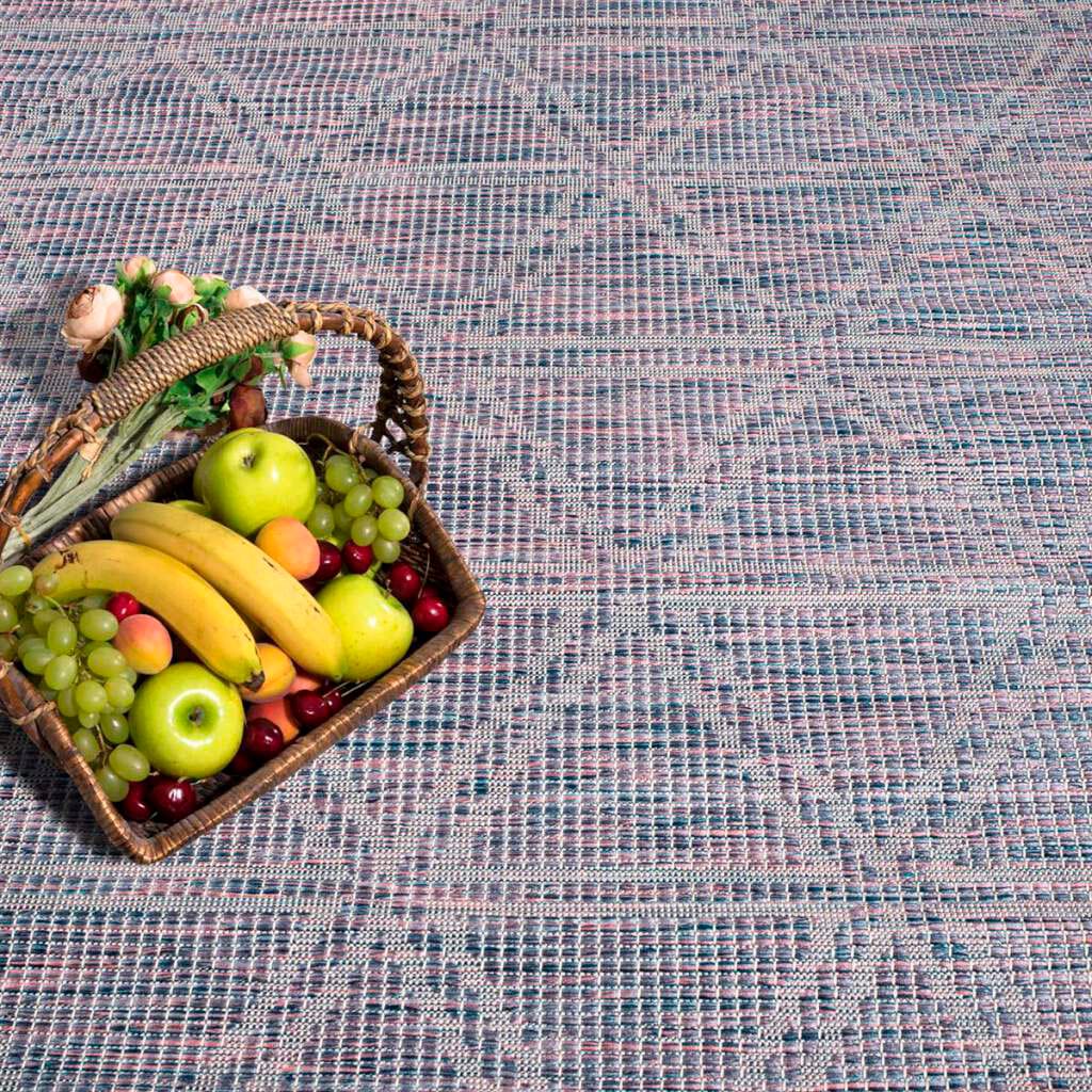 Carpet City Outdoorteppich »PALM3073«, rund, 5 mm Höhe, Wetterfest & UV-beständig, für Balkon, Terrasse, Küche, flach gewebt