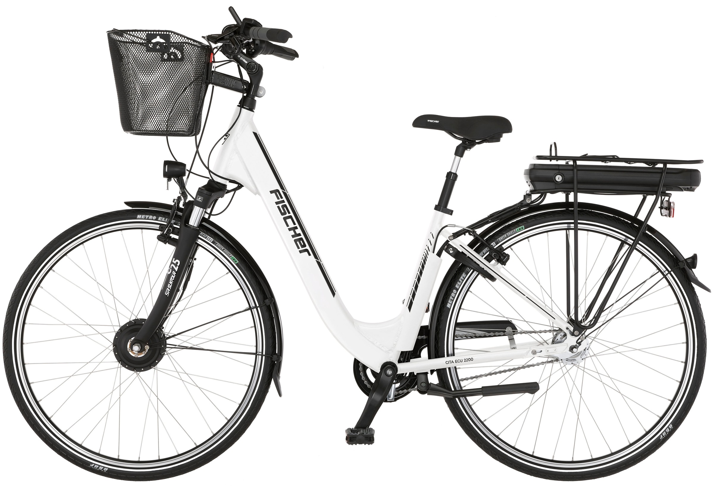 FISCHER Fahrrad E-Bike »CITA ECU 2200 418«, 7 Gang, Shimano, Nexus, Frontmotor 250 W, (mit Fahrradschloss)