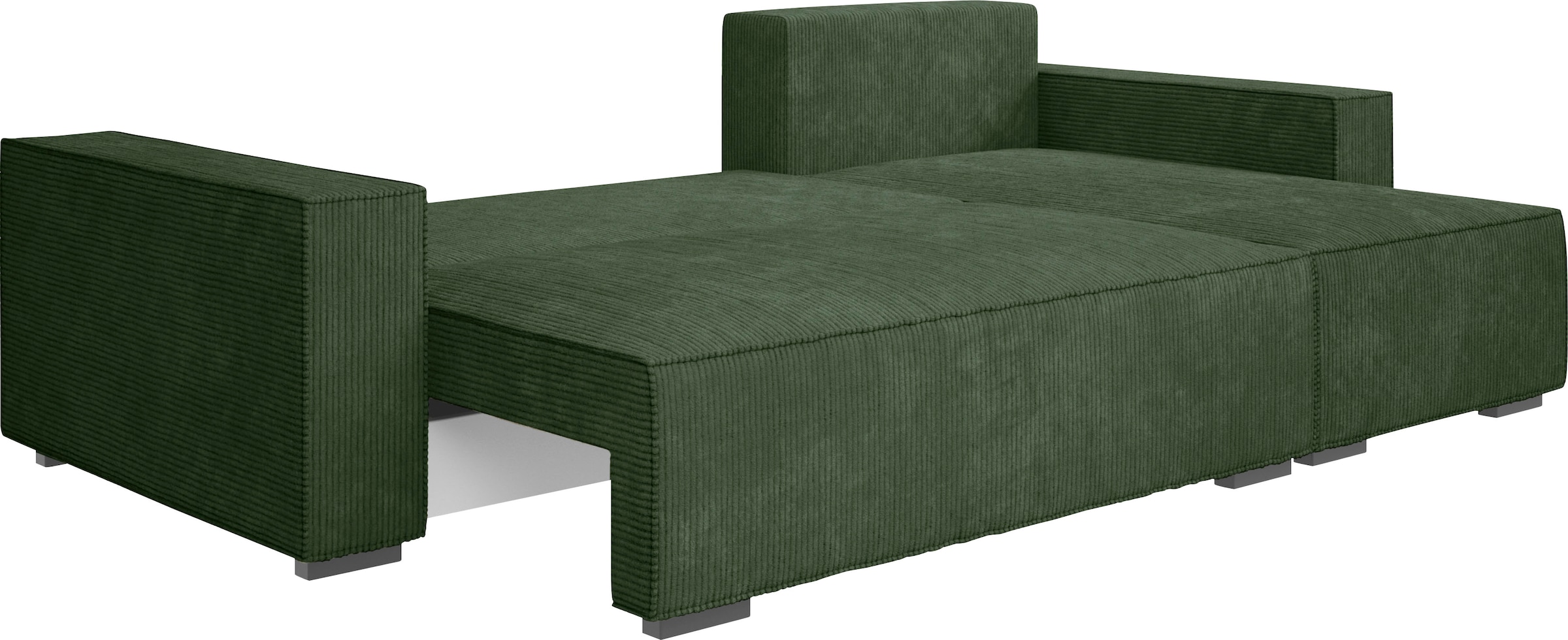 INOSIGN Ecksofa »Winton Cordsofa / Schlafsofa 253 cm«, Cord, Recamiere wechselbar, Schlaffunktion (130/208cm), Bettkasten