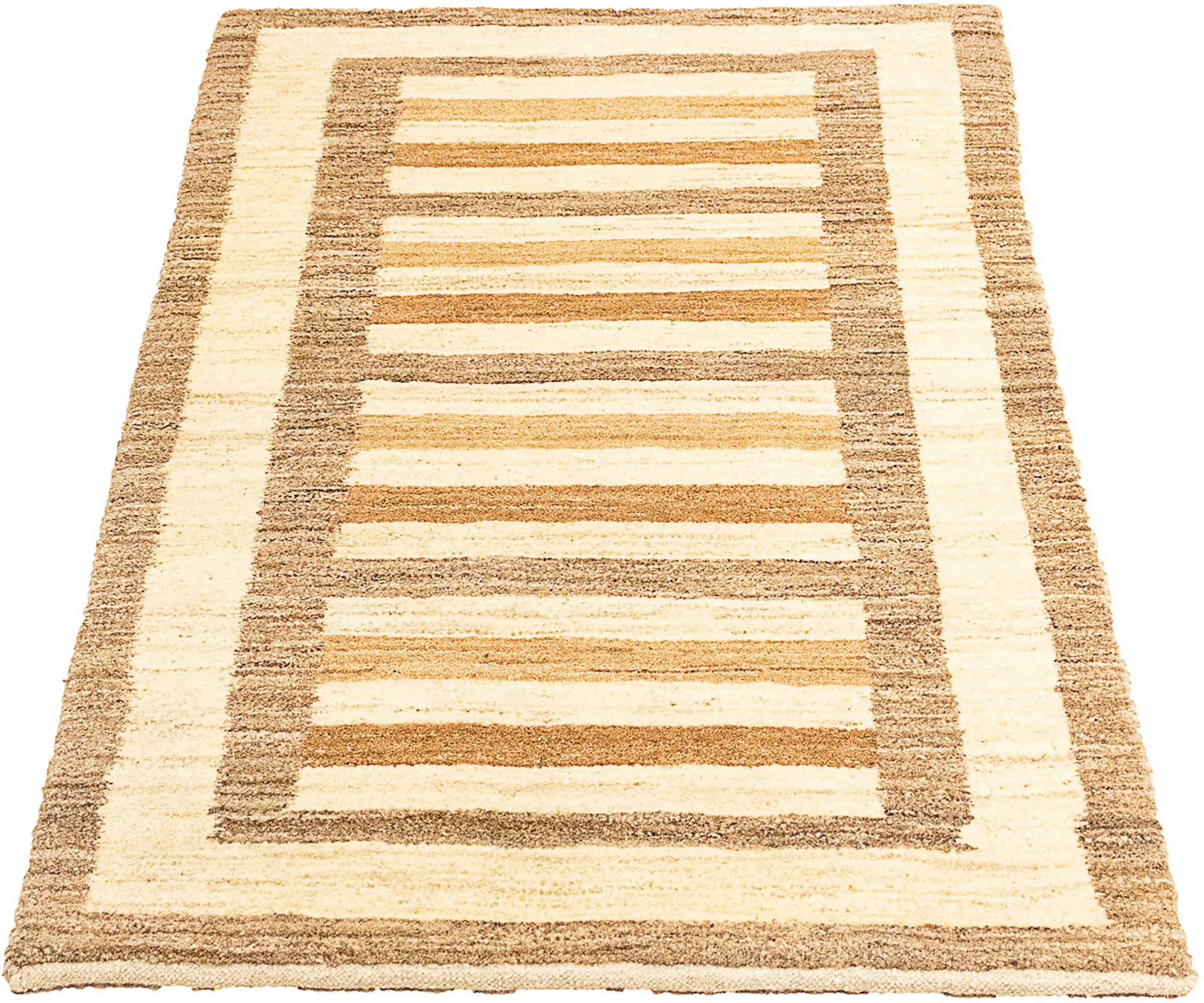 morgenland Wollteppich »Gabbeh - Perser - 139 x 72 cm - beige«, rechteckig, günstig online kaufen