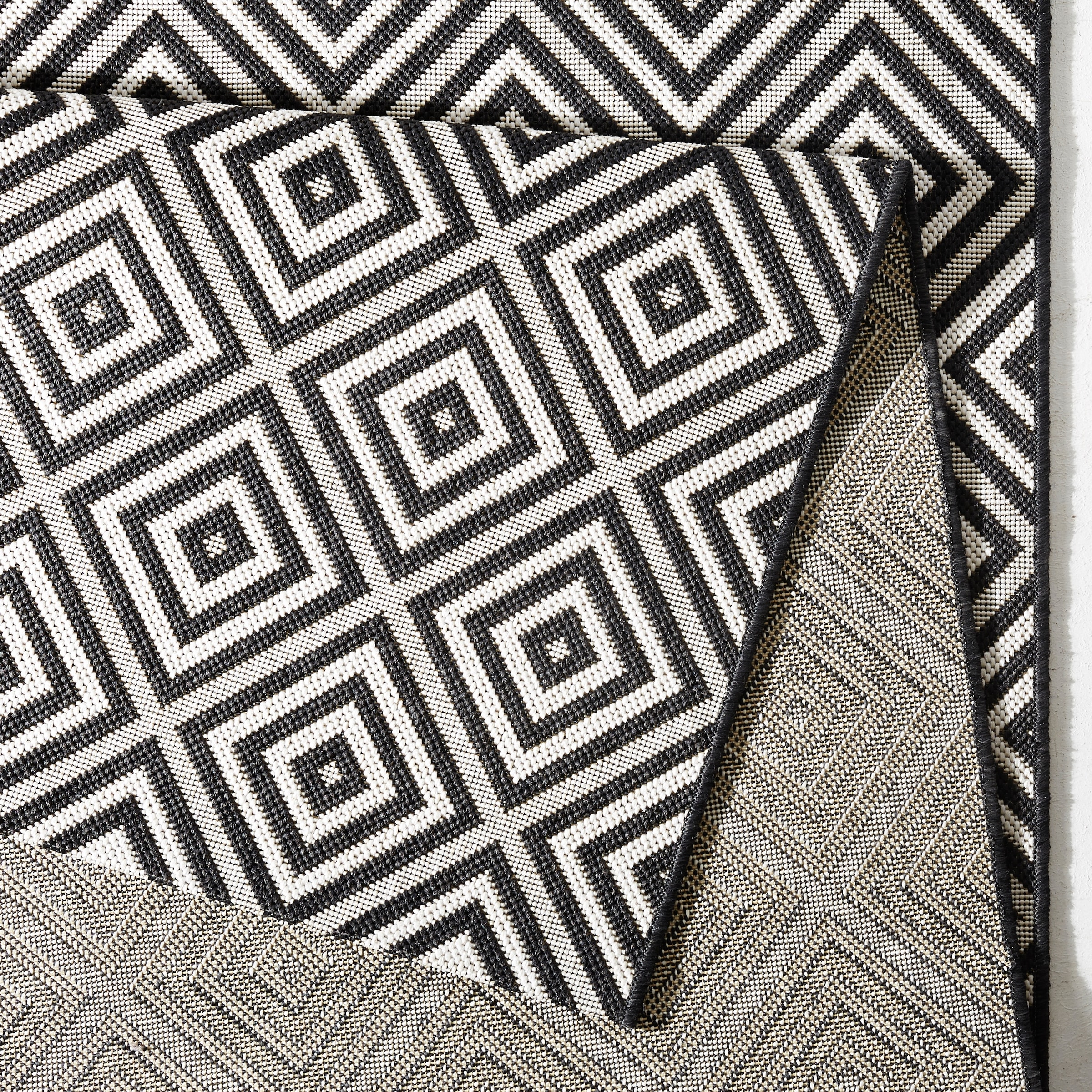 NORTHRUGS Teppich »Karo«, rechteckig, 8 mm Höhe, In- & Outdoor, Läufer, Wetterfest, Raute, Balkon, Garten, Flur