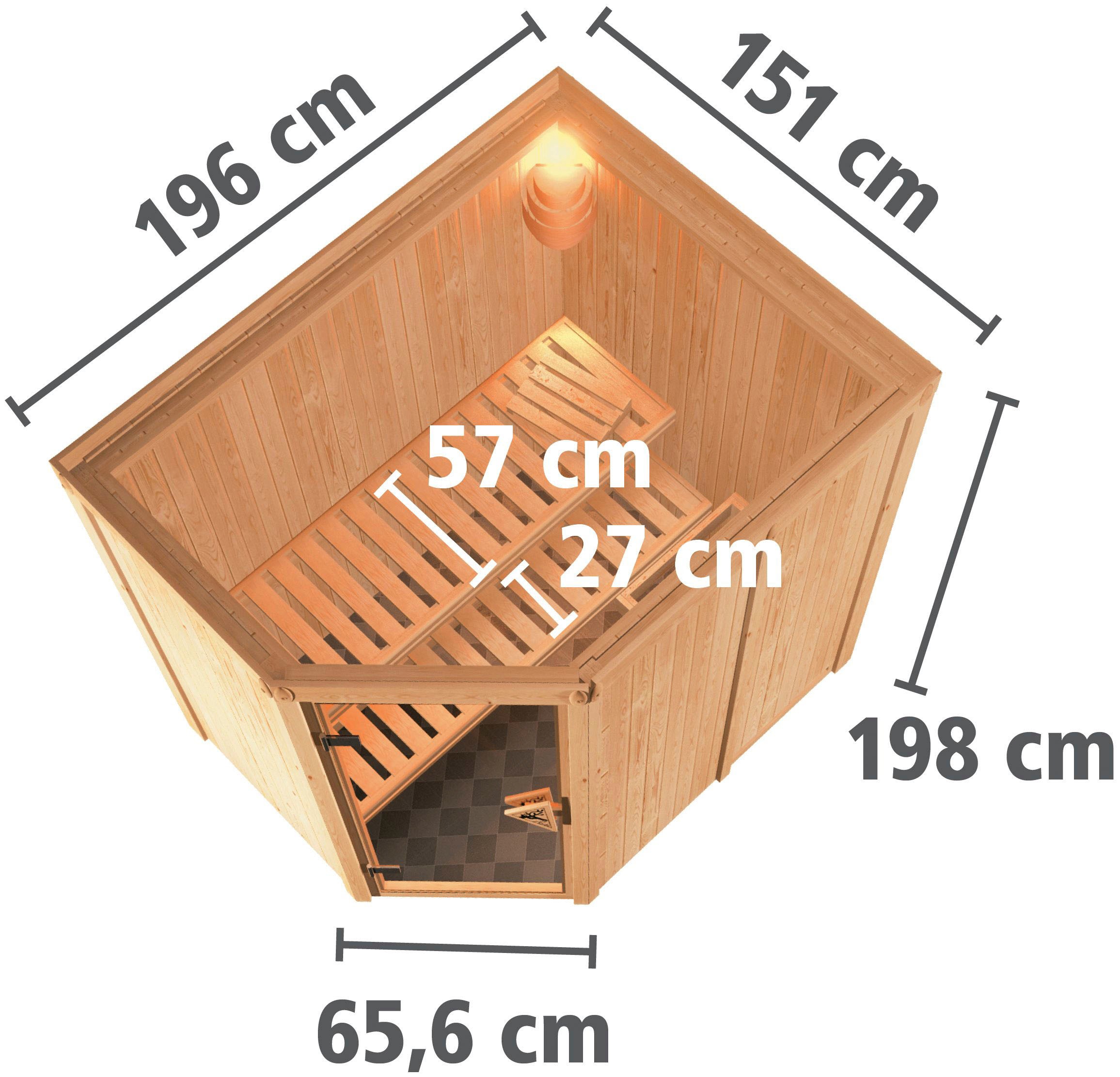 Karibu Sauna »Clara« Set,  Ofen 9 kW Bio externe Strg easy