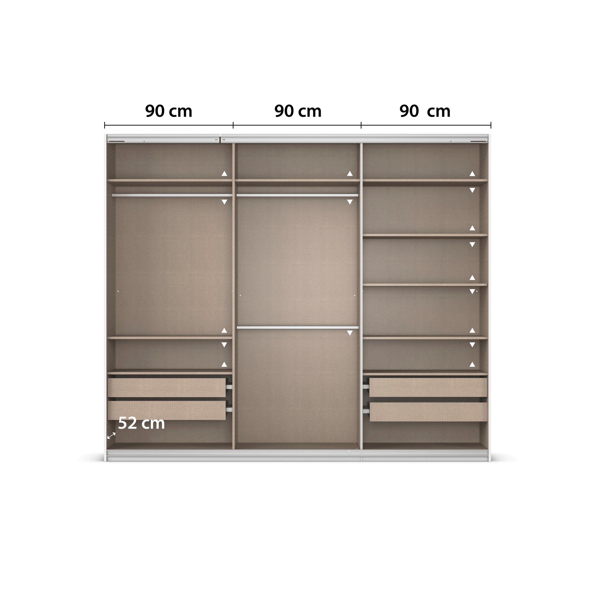 rauch Kleiderschrank »Schwebetürenschrank OTTO´s Choice Garderobe Schrank TOP ANGEBOT Avola«, (in 3 verschiedenen Ausstattungen BASIC/CLASSIC/PREMIUM), mit eleganten Zierleisten in Chrom, Schwarz oder Weiß MADE IN GERMANY