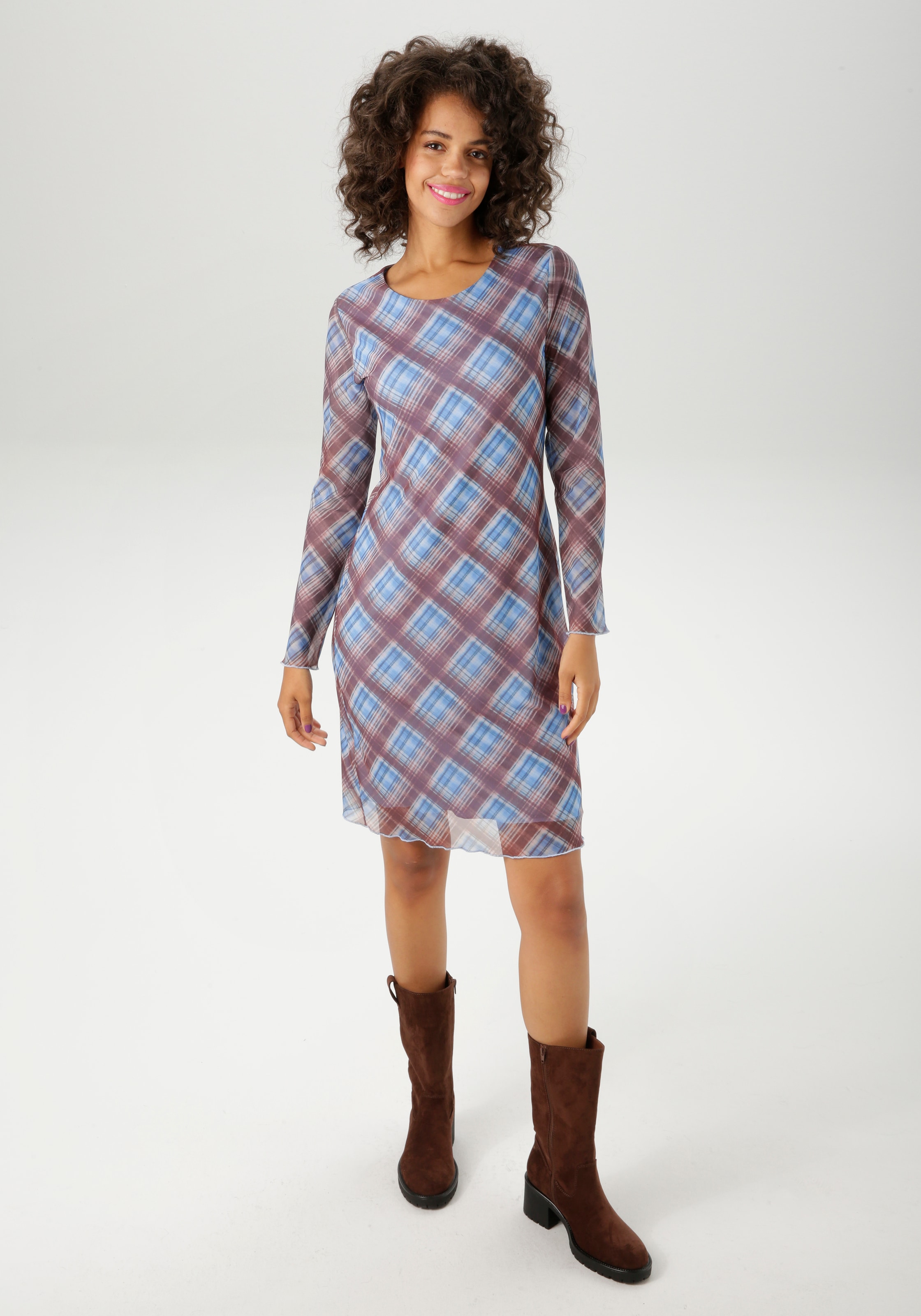 Aniston CASUAL Minikleid im extravaganten Karo-Dessin