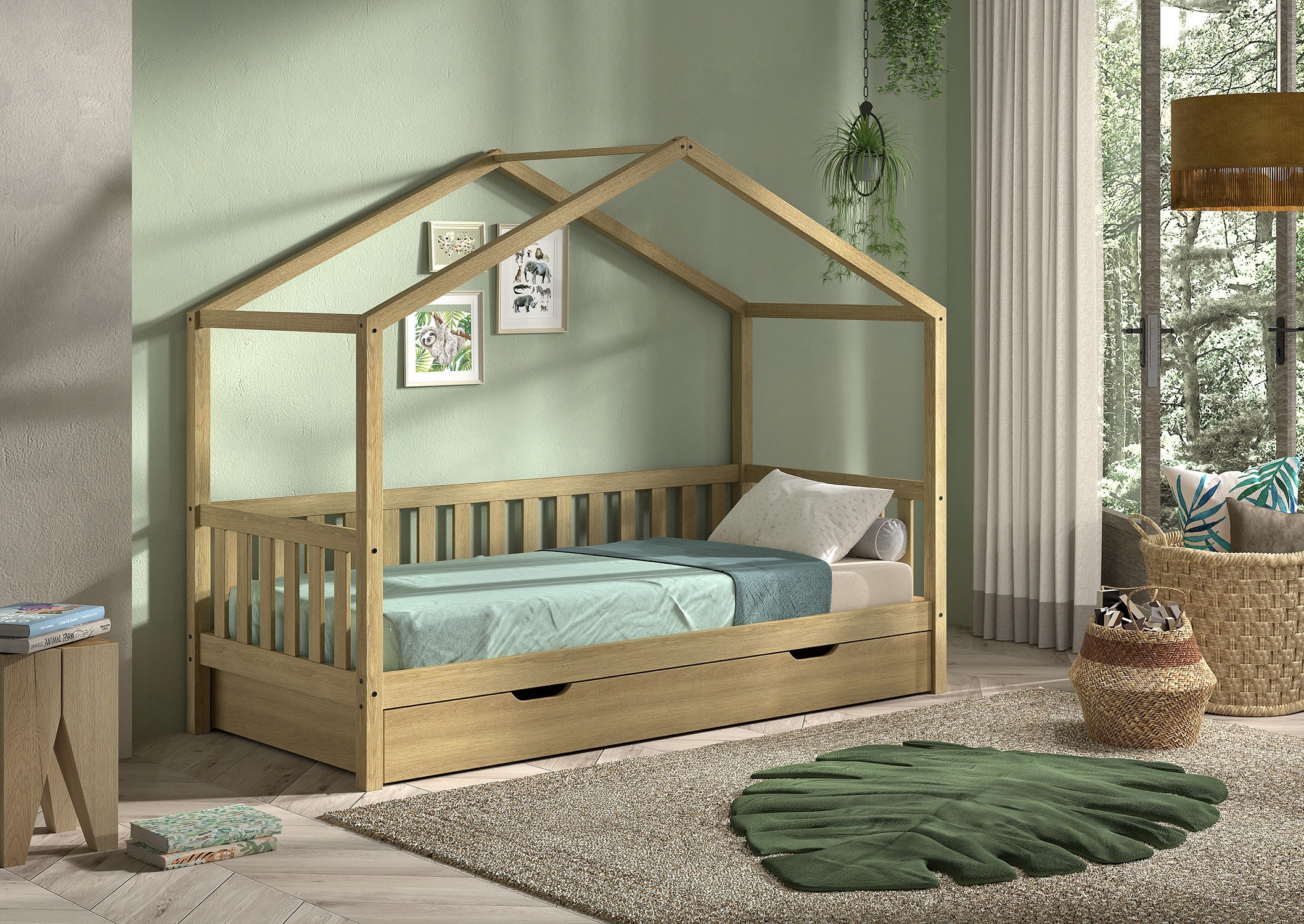 Vipack Hausbett »Dallas aus massiver Eiche, natur geölt in zeitlosem Design günstig online kaufen