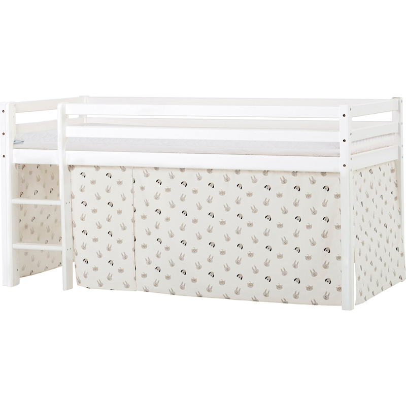 HOPPEKIDS Hochbett »ECO Dream, Kinderbett, Spielbett, Halbhohes Bett aus Massivholz« inkl. Vorhang-Set Creator, Bettgröße & Matratze wählbar Weiß +...