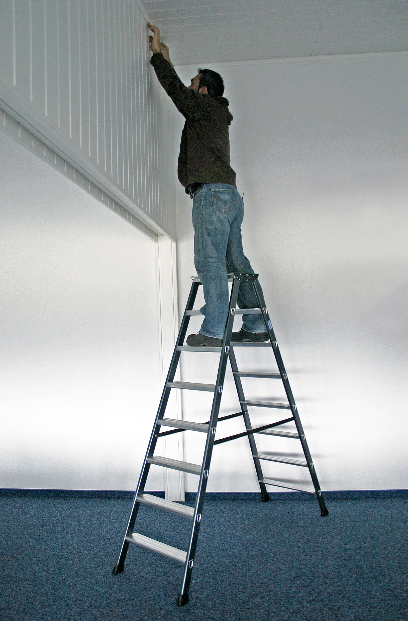 KRAUSE Doppelleiter »SePro D« Alu eloxiert, 2x8 Stufen, Arbeitshöe ca. 327 cm