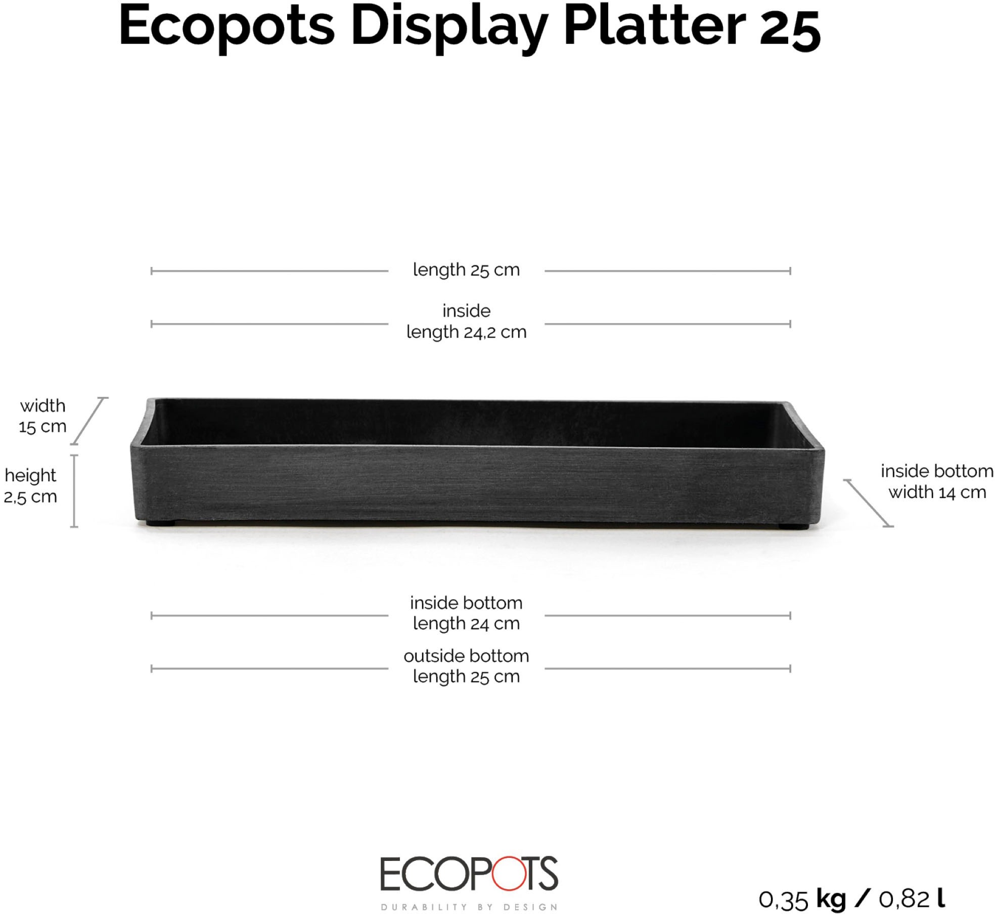 ECOPOTS Blumentopfuntersetzer »DISPLAY PLATTER« für Ecopots Amsterdam, BxTxH: 15x15x2,5 cm