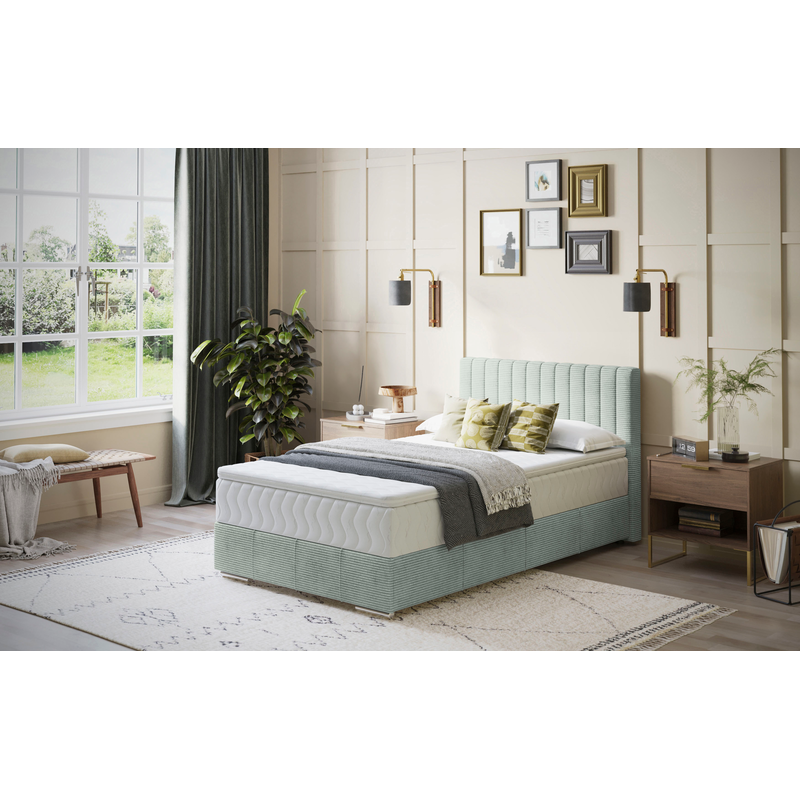 INOSIGN Boxbett »Thor mit Bettkasten, inkl. Matratze, Topseller« Topper und Zierkissen, in verschiedenen Härtegraden verfügbar Stripes 8624 blue grey