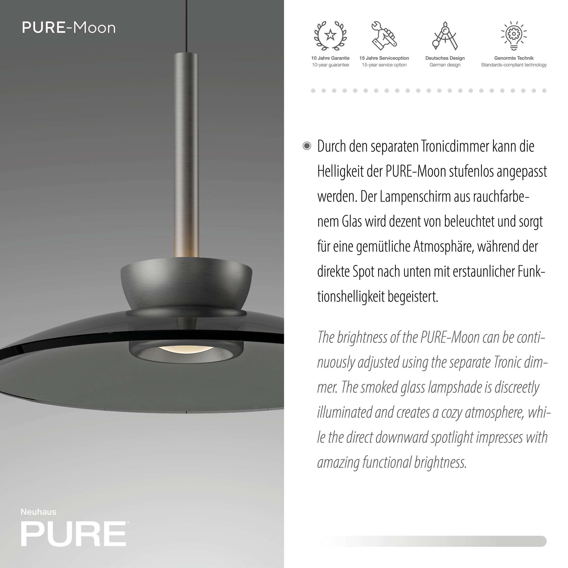 Neuhaus PURE LED Pendelleuchte »PURE Moon« LED-Board 1 Stk. Warmweiß Comfort Lift, dimmfähig über separaten Tronicdimmer