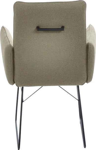 K+W Komfort & Wohnen Armlehnstuhl, 1 St., Flachgewebe Q2 2250, Drahtkufengestell in Metall schwarz, Griff am Rücken, Steppung im Sitz