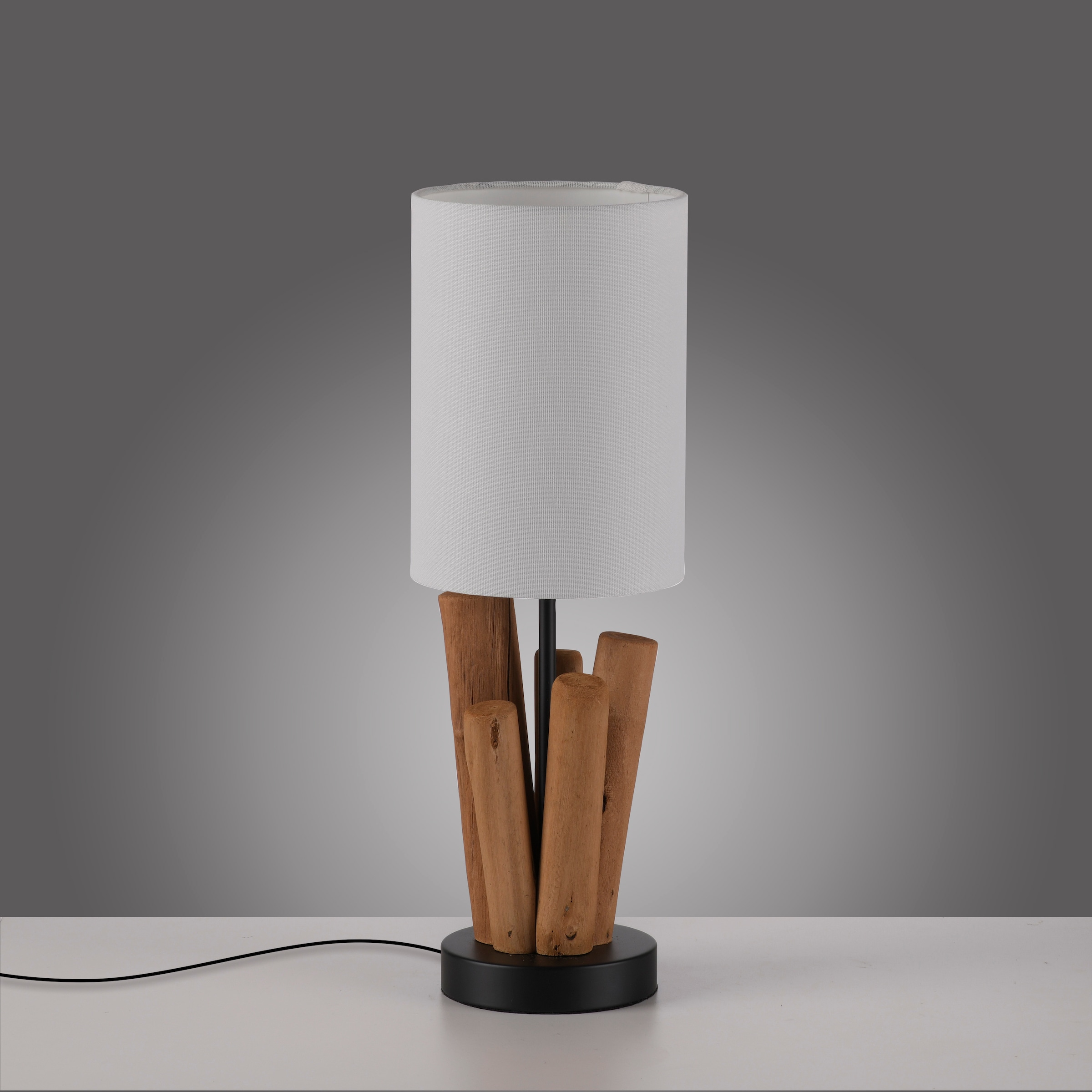 OTTO home Tischleuchte »Heddle« E14 1 Stk. Holz - Optik, Vintage Style, Schnurschalter, Tischlampe