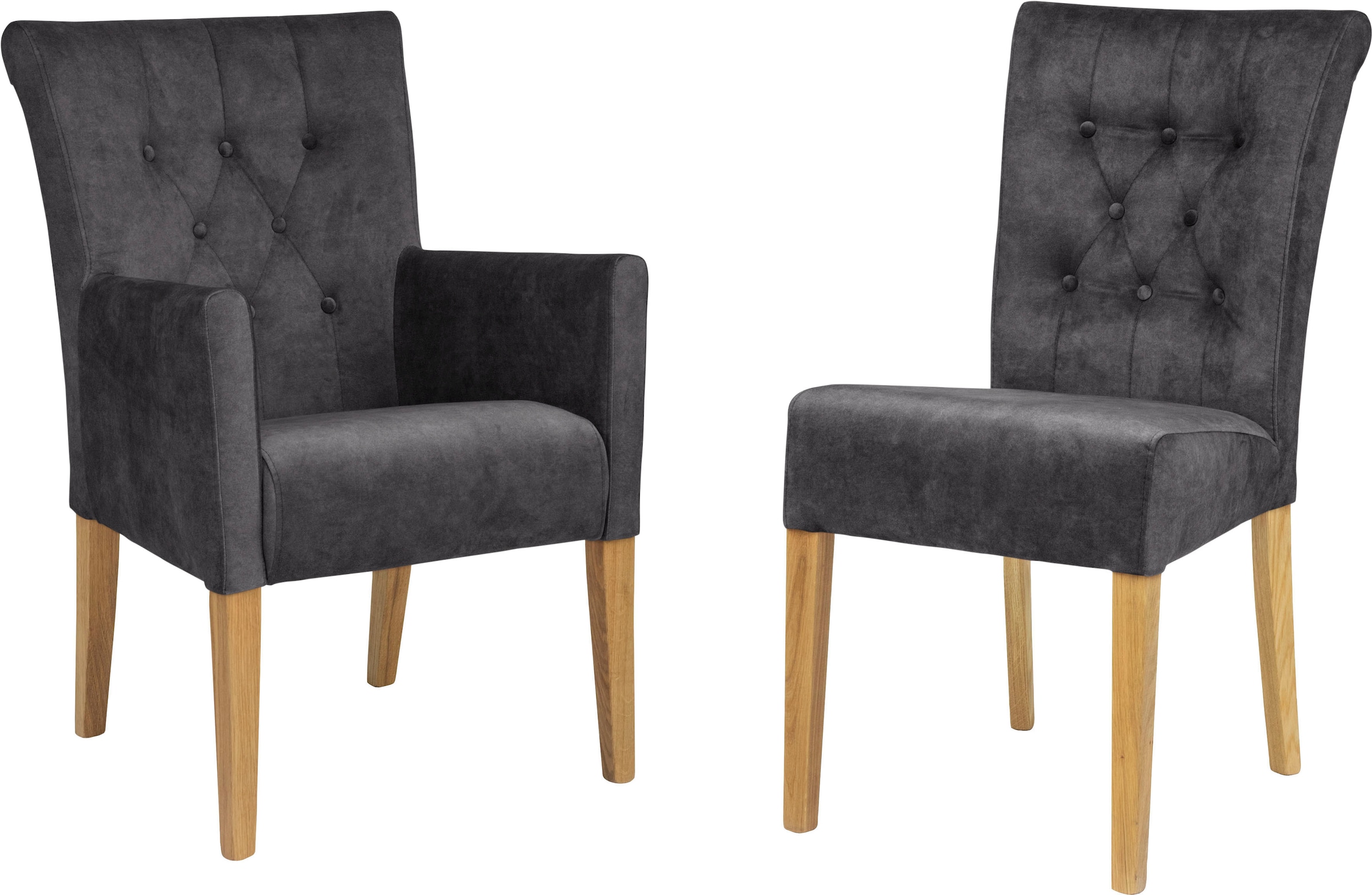 Home affaire Polsterstuhl »Queen«, (Set), 2 St., Samtvelours, Esszimmerstuhl mit Knopfheftung, 2er, 4er oder 6er-Set