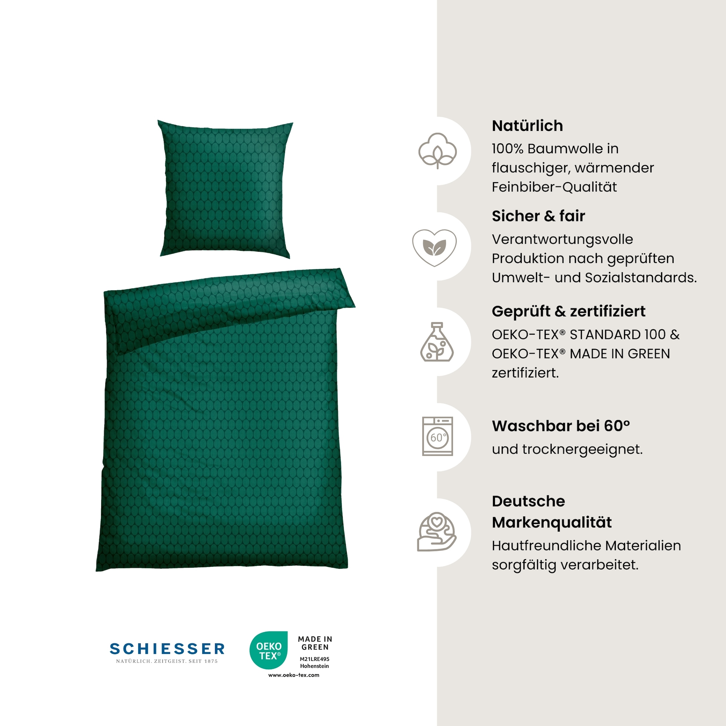 Schiesser Bettwäsche »Drops aus weicher Baumwolle mit modernem Grafikprint«, MADE IN GREEN by OEKO-TEX®-zertifiziert