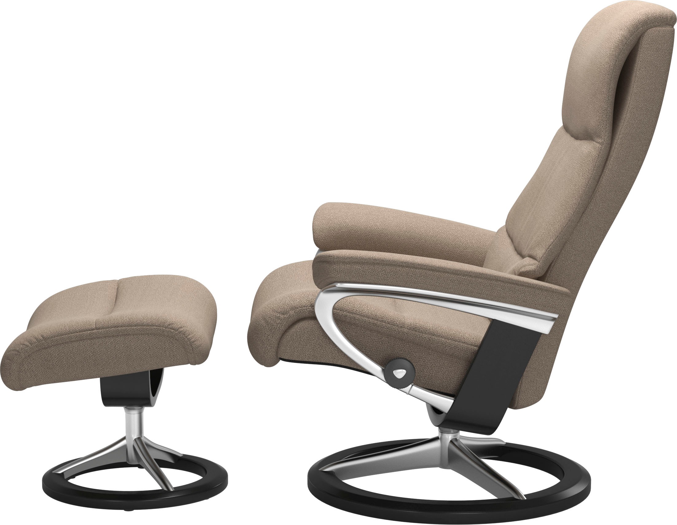 Stressless® Relaxsessel »View«, (Set, Relaxsessel mit Hocker), mit Signature Base, Größe S,Gestell Schwarz