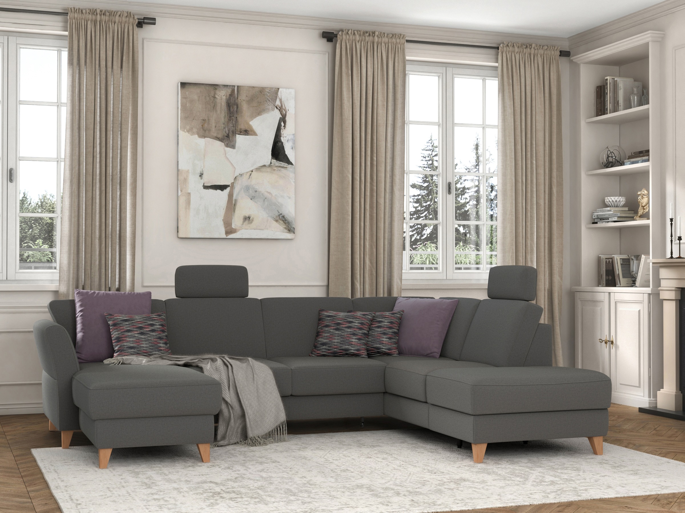 sit&more Wohnlandschaft »Visby U-Form«, wahlweise mit Bettfunktion und Stauraum, frei im Raum stellbar