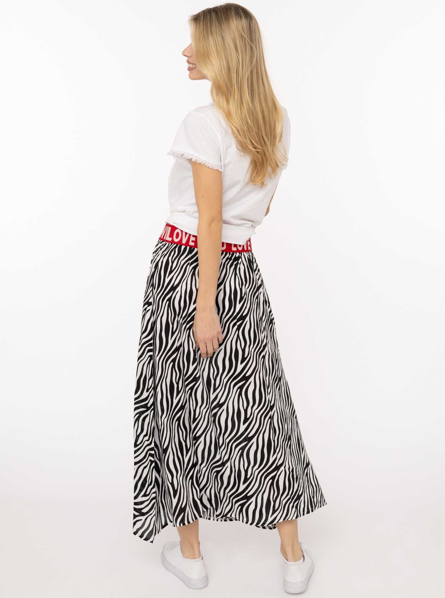 Zwillingsherz Maxirock »"Classic Zebra"« Zebramuster, Gummizug mit Schrift, leichtes Material, knöchellang