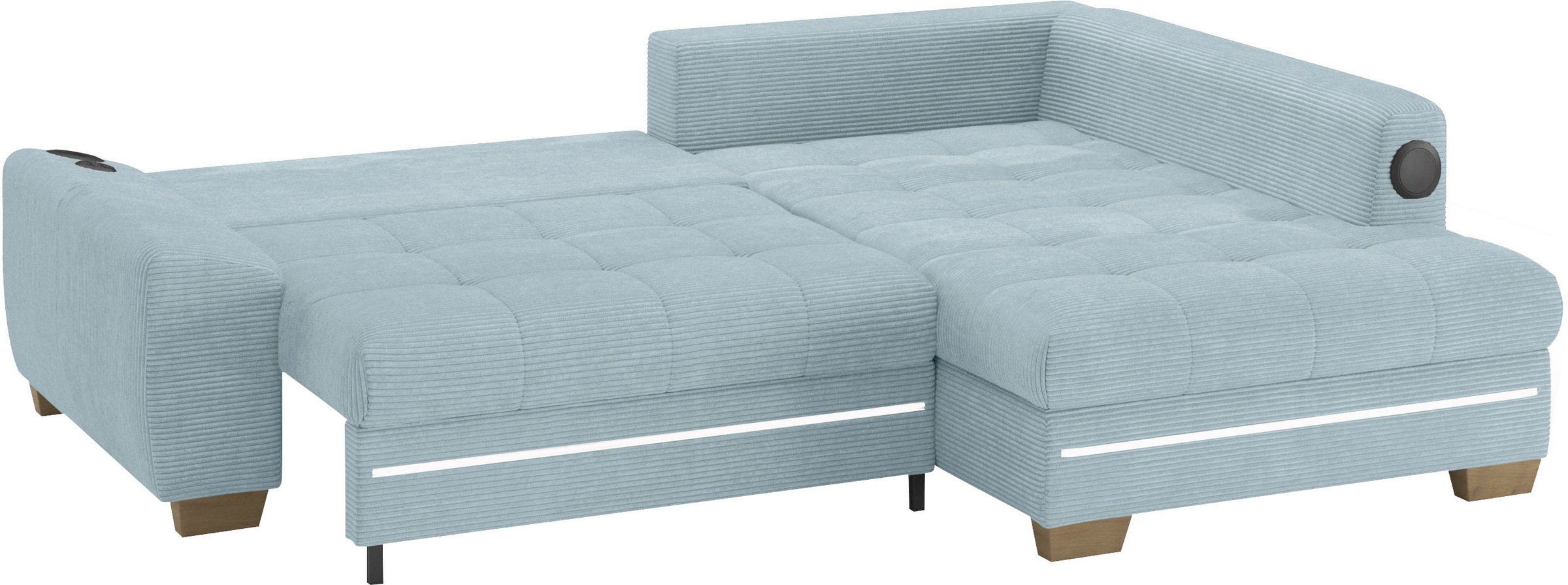 Mr. Couch Ecksofa »Nikita II, L-Form«, mit Kaltschaum, RGB-LED, Soundsystem, wahlweise mit Bett, Bettkasten