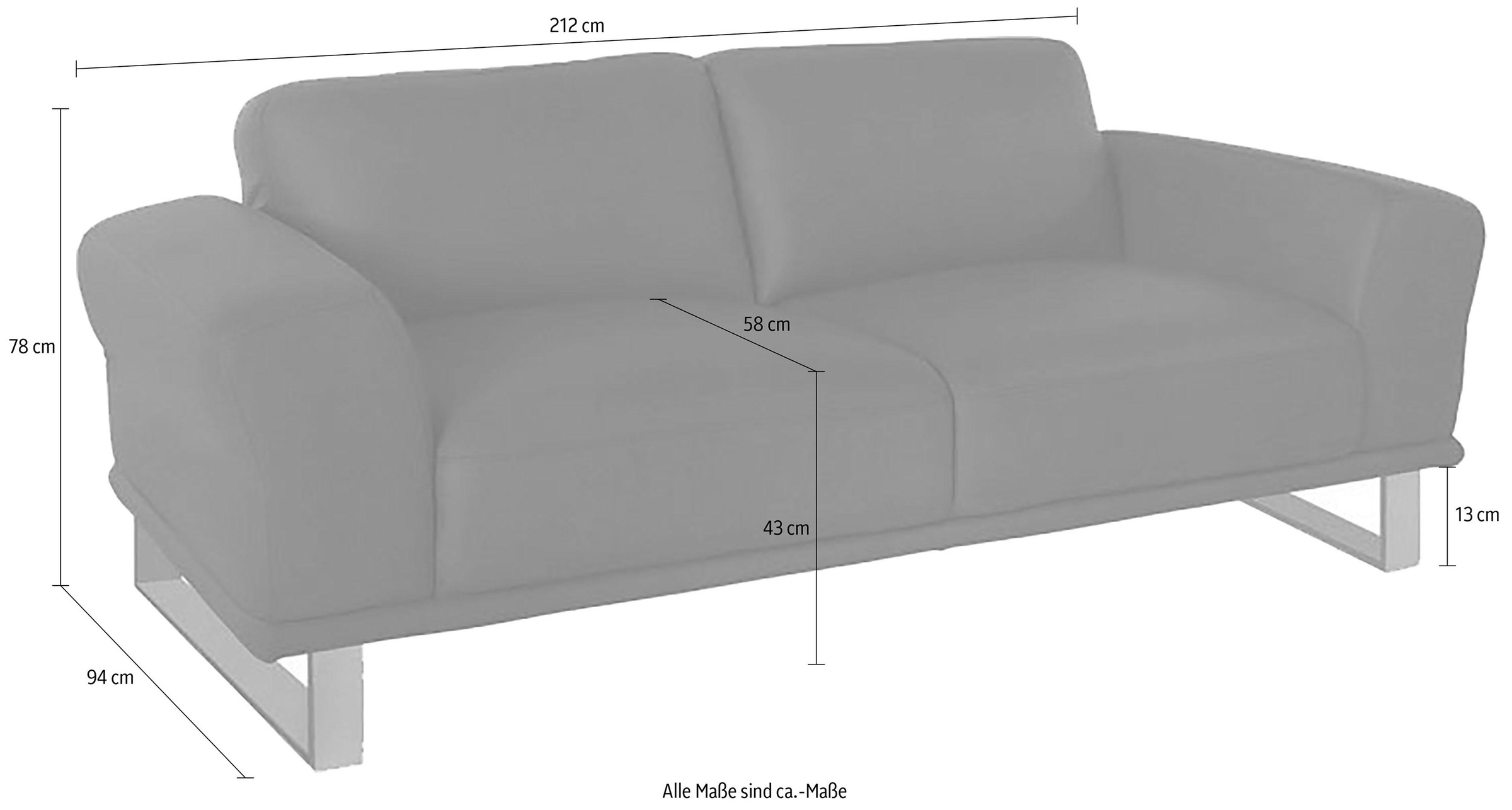 W.SCHILLIG 2,5-Sitzer »montanaa«, mit Metallkufen in Silber matt, Breite 212 cm