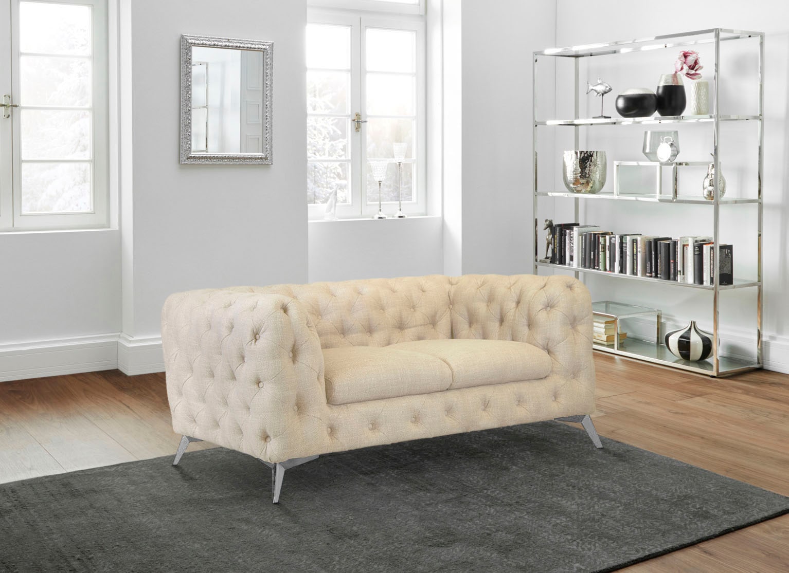 Home affaire Chesterfield-Sofa »Glynis« aufwändige Knopfheftung, moderne Chesterfield Optik, Fußfarbe wählbar