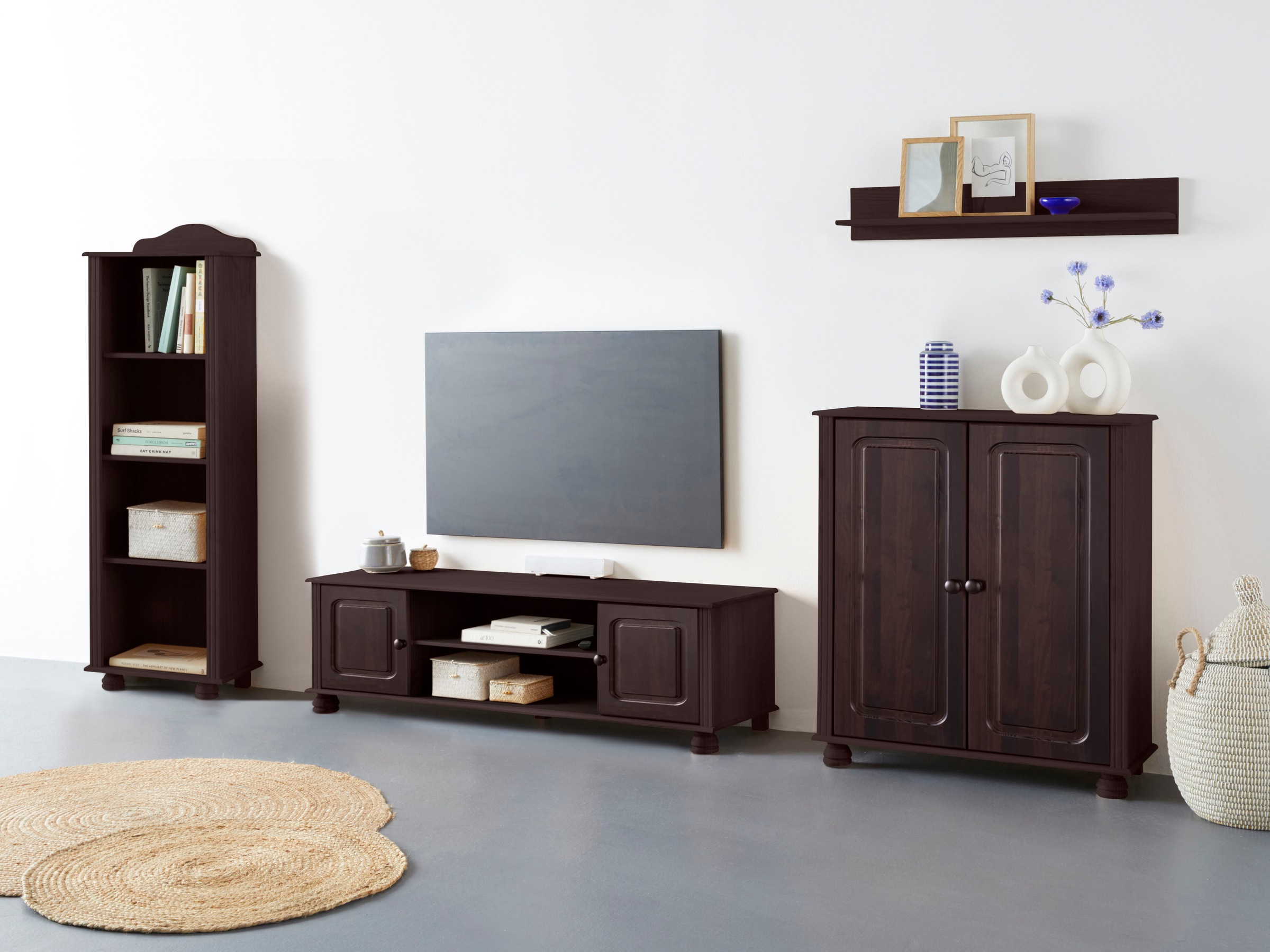 Home affaire Wohnwand »Mette« 3 Stk. tlg. 1 Midischrank, 1 Bücherregal und günstig online kaufen
