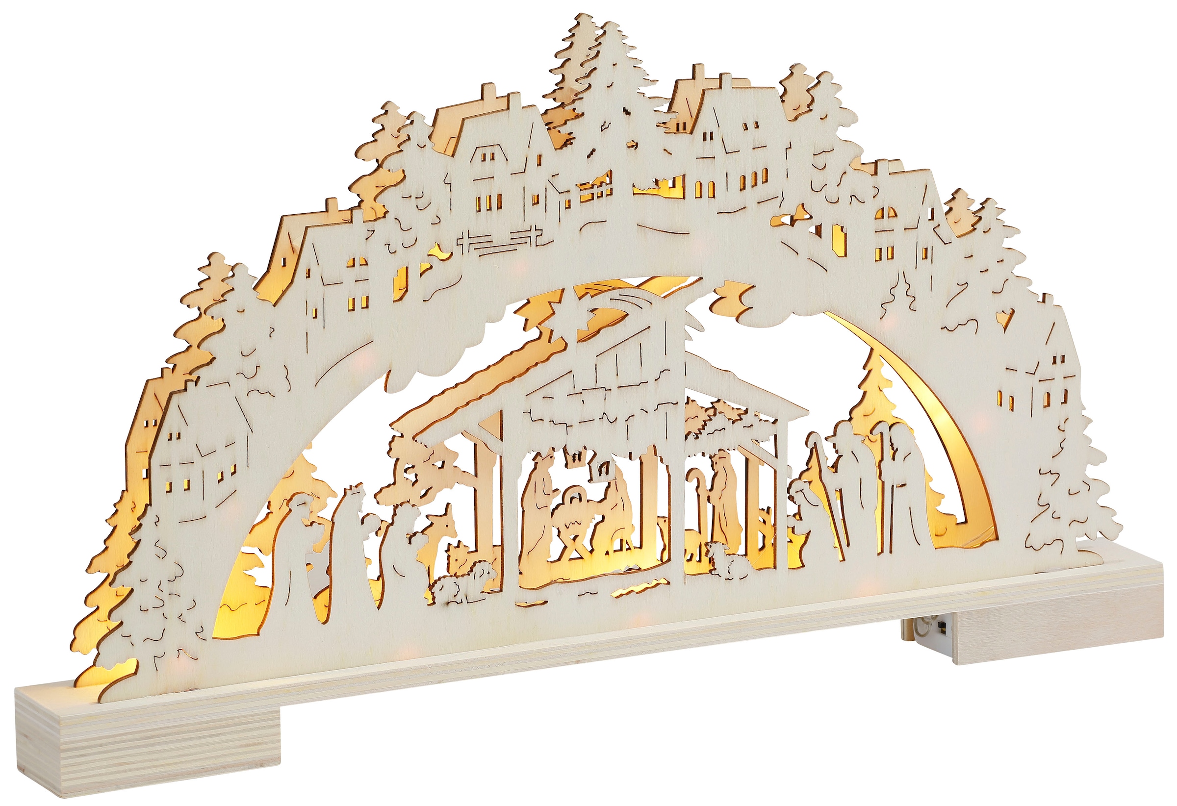 BONETTI LED Schwibbogen »Weihnachtsdeko«, aus Holz, mit Krippenmotiv, Höhe  ca. 26 cm, Timerfunktion online bei