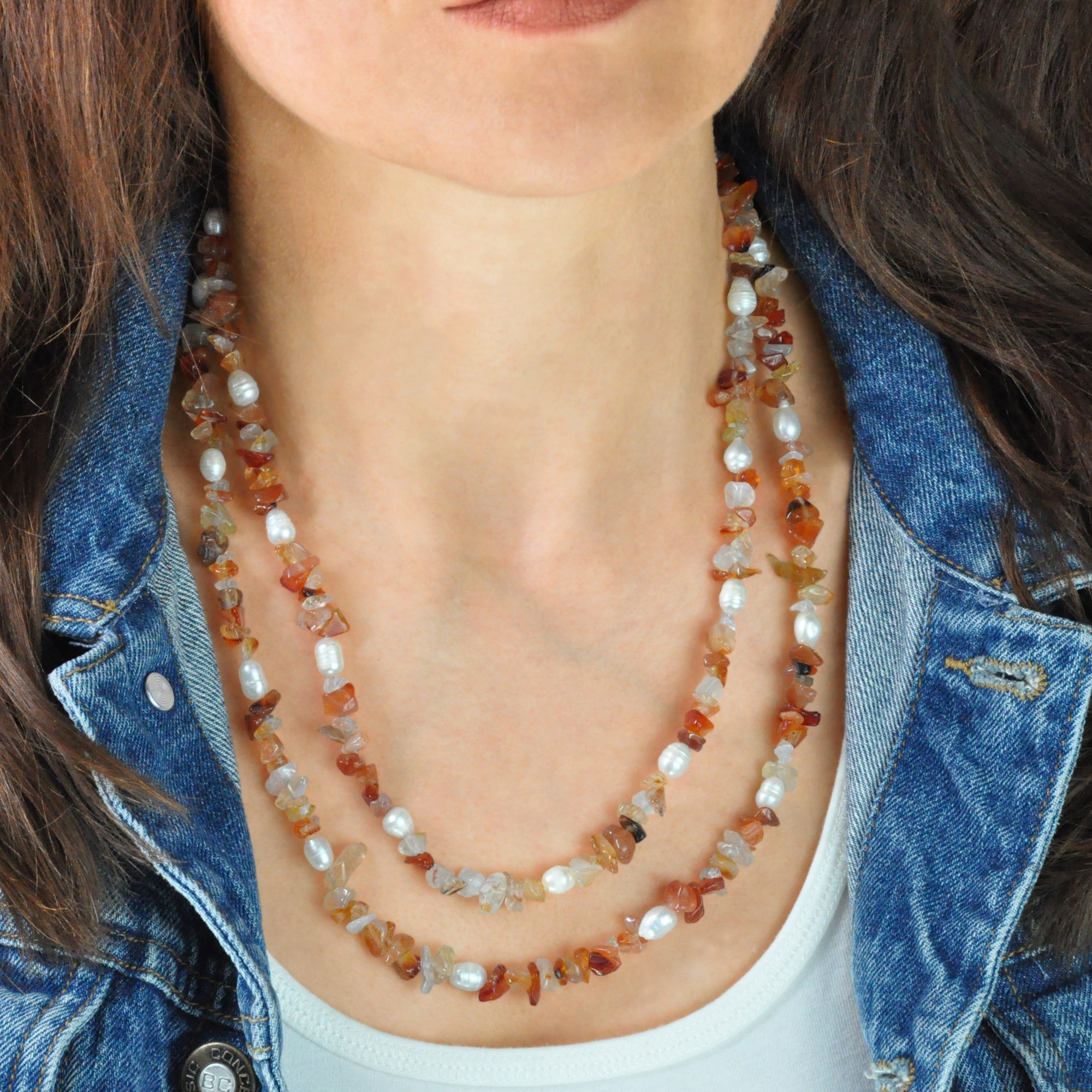 Steuer Collierkettchen »Set aus Collier und Armband 2 -reihig Achatsplitter«