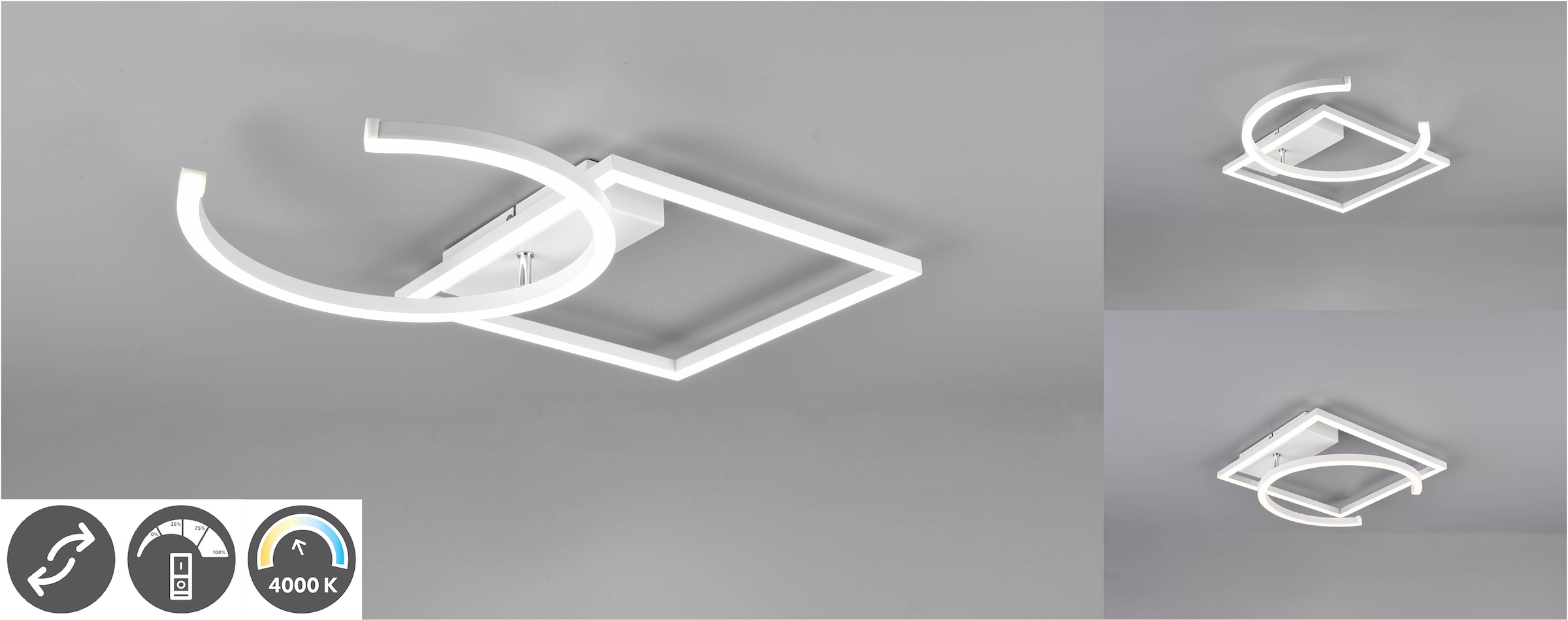 1 Rechnung flammig-flammig, geeignet Deckenleuchte kaufen Wandschalter LED »PIVOT«, auf Leuchten über Wand-und dimmbar, TRIO Deckenmontage zur
