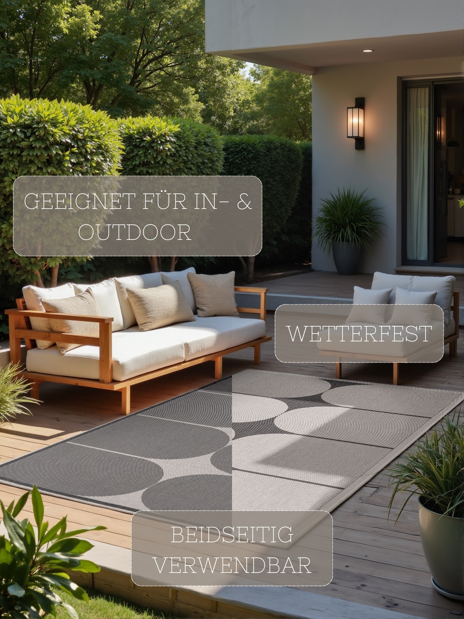 NORTHRUGS Outdoorteppich »Bowen Wendeteppich«, rechteckig, 5 mm Höhe, Läufer, In und Outdoor, Flachgewebe, wetterfest, pflegeleicht, robust