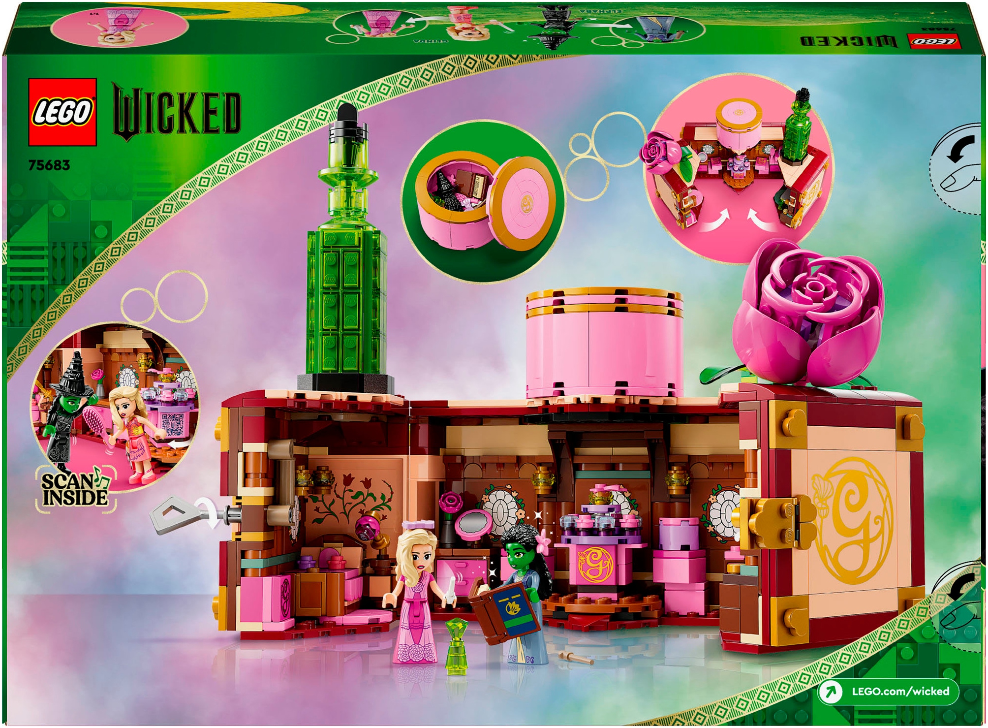 LEGO® Konstruktionsspielsteine »Glindas und Elphabas Schlafsaal (75683), LEGO Wicked«, (740 St.), Made in Europe