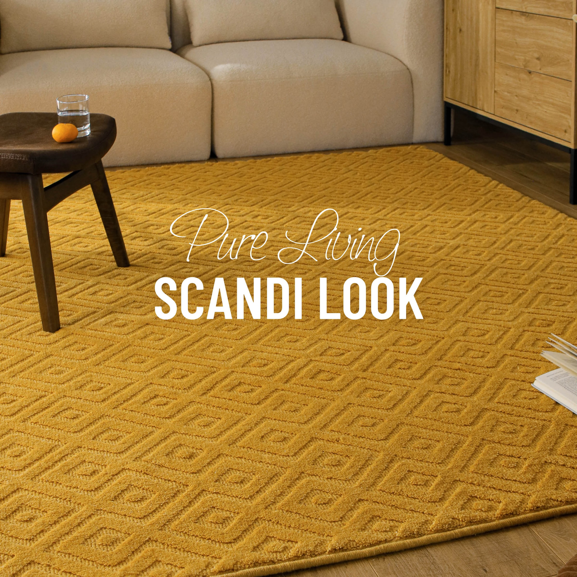 Wecon home Teppich »Castello TWO« rechteckig 7 mm Höhe Schurwolle, Kurzflor mit Hoch-Tief-Effekt, Wohnzimmer, Rautenmuster