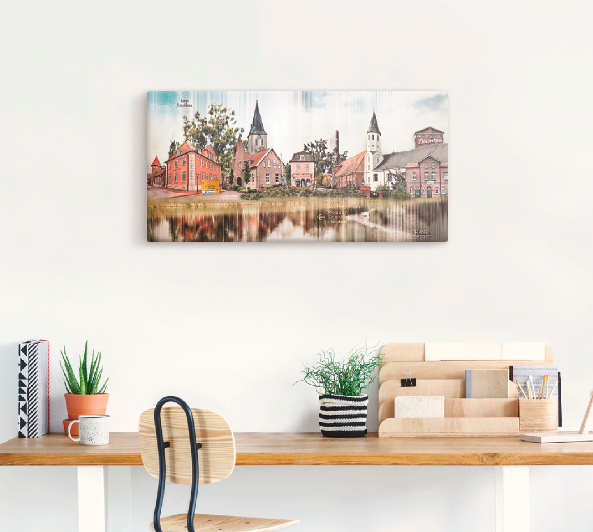 Artland Leinwandbild »Haselünne Stadtansicht Collage Emsland«, Deutschland, (1 St.), auf Keilrahmen gespannt