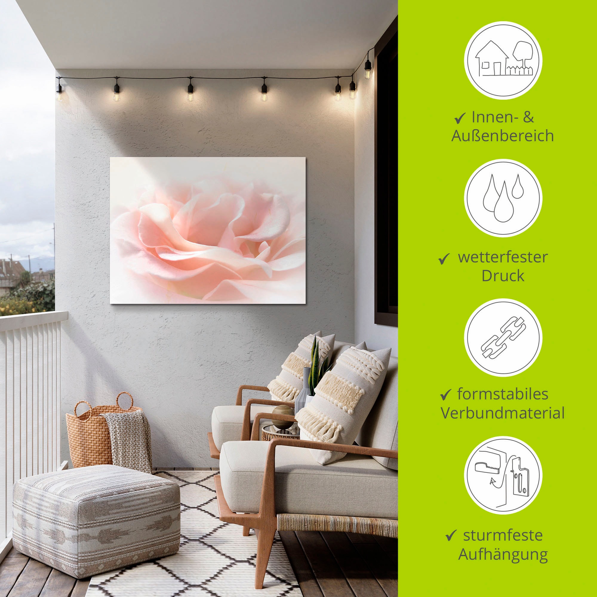Artland Wandbild »Rose I«, Blumen, (1 St.), als Alubild, Outdoorbild, Leinwandbild, Poster, Wandaufkleber