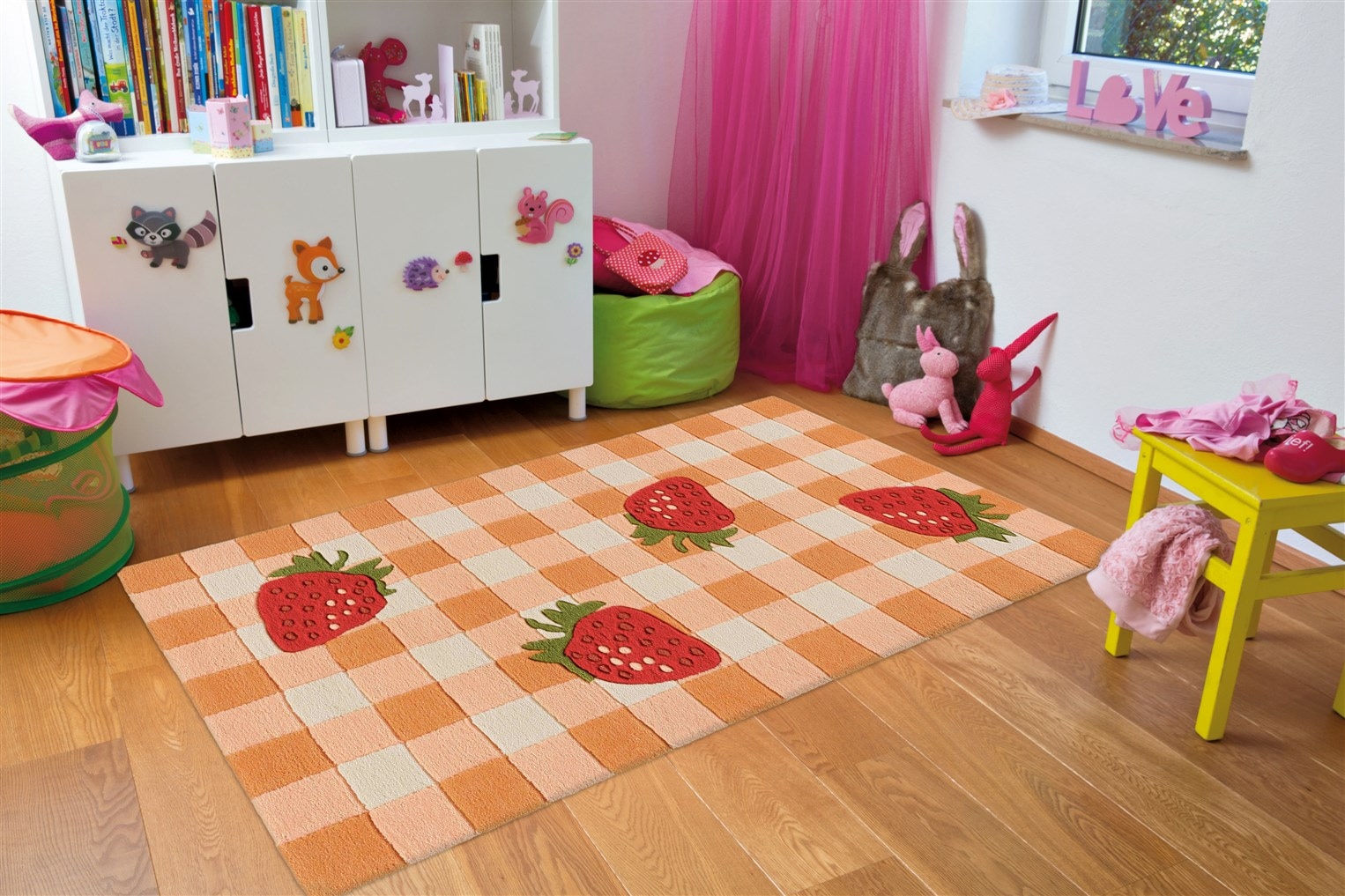 Arte Espina Teppich »Joy 996«, rechteckig, 22 mm Höhe, Farbenfrohes Design mit süßen Erdbeeren