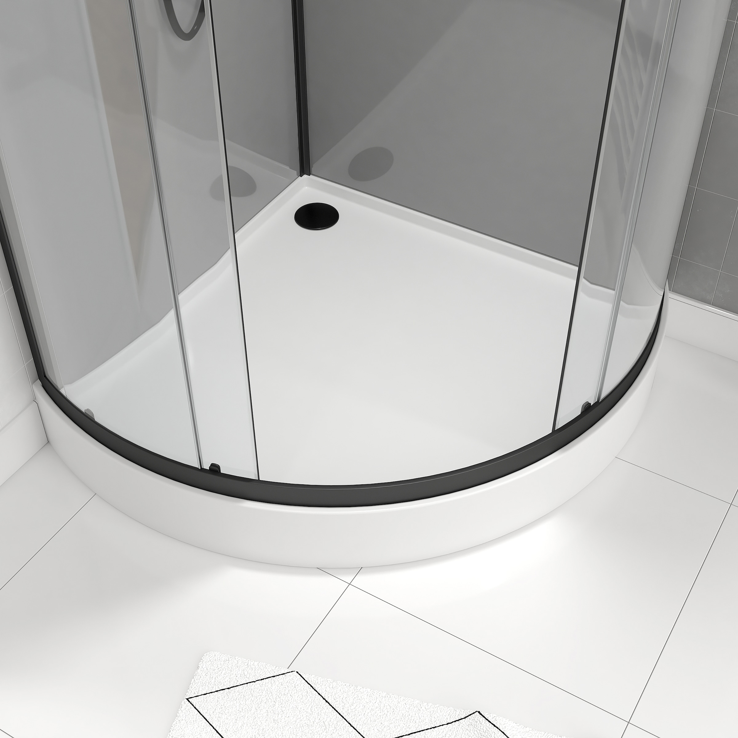 Marwell Komplettdusche »Grey Style Round«, Fertigdusche mit 5mm gehärtetem Glas
